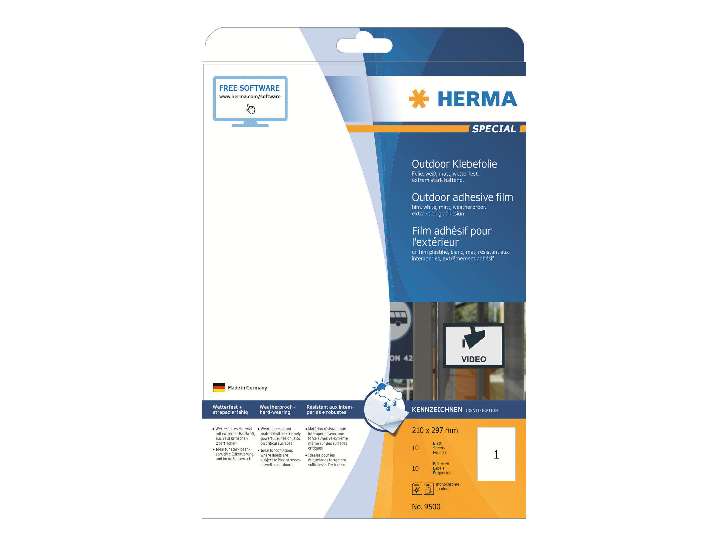HERMA Special Folien-Kraftklebe-Etiketten 9500 weiß A4 210,0 x 297,0 mm