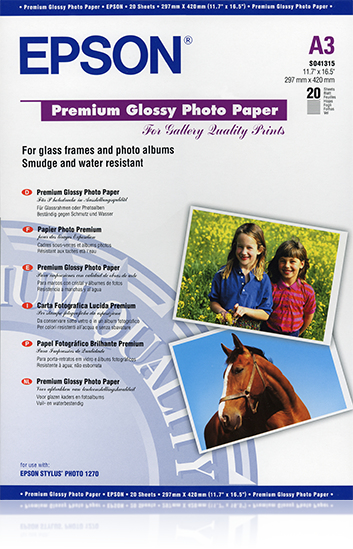 EPSON Fotopapier S041315 DIN A3 glaenzend 255 gqm 20 Blatt