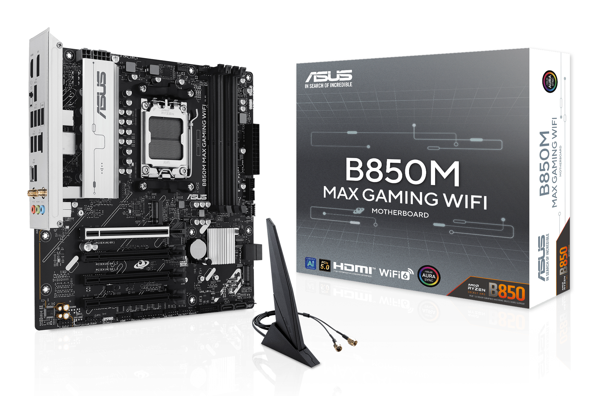 ASUS B850M MAX GAMING WIFI micro ATX Socket AM5 Wi‑Fi 6