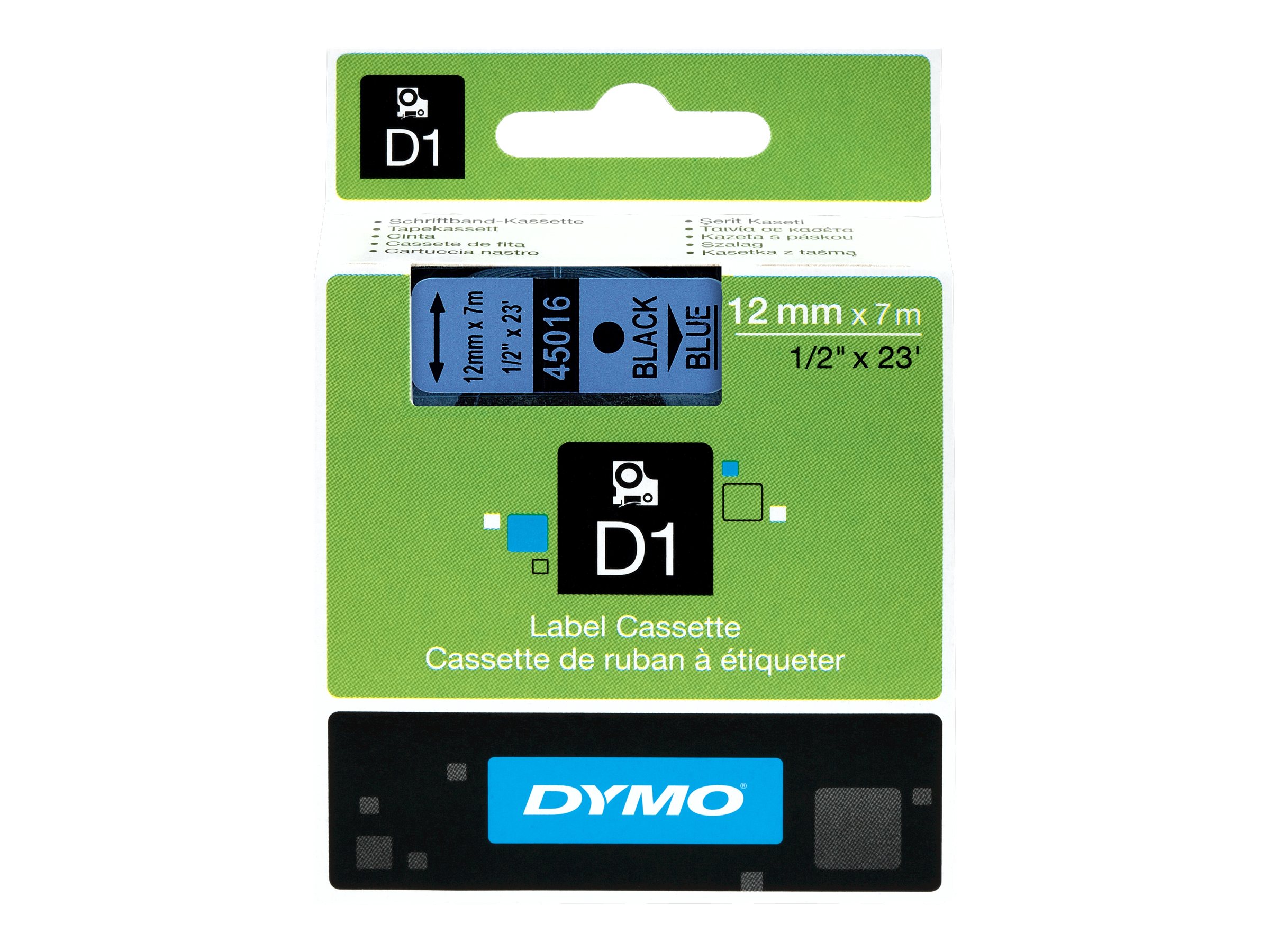 Dymo D1 12mm x 7m Schwarz auf Blau