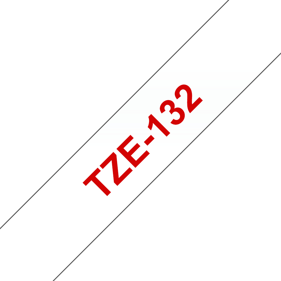 Brother TZe-132 Rot auf Transparent 12mm x 8m