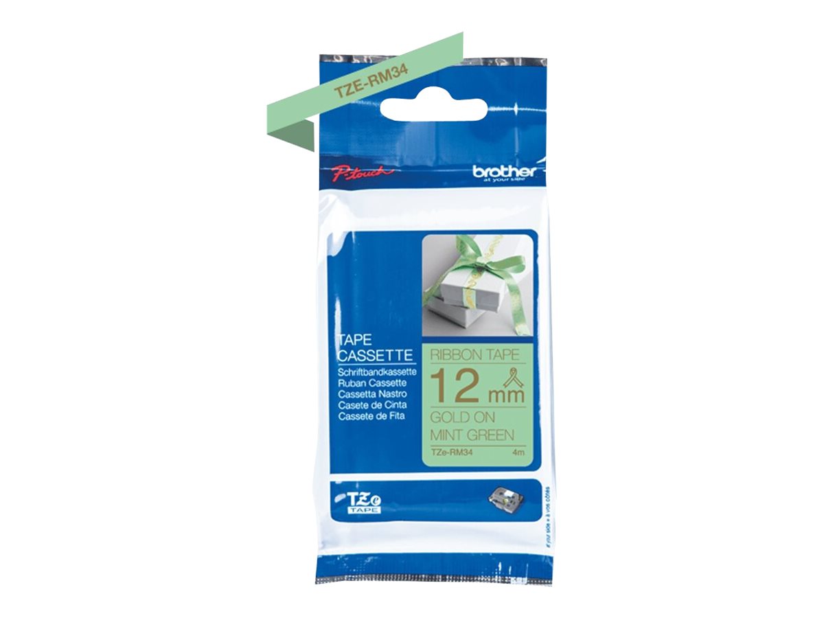 BROTHER PTouch 12mm mint greengold ribbon tape