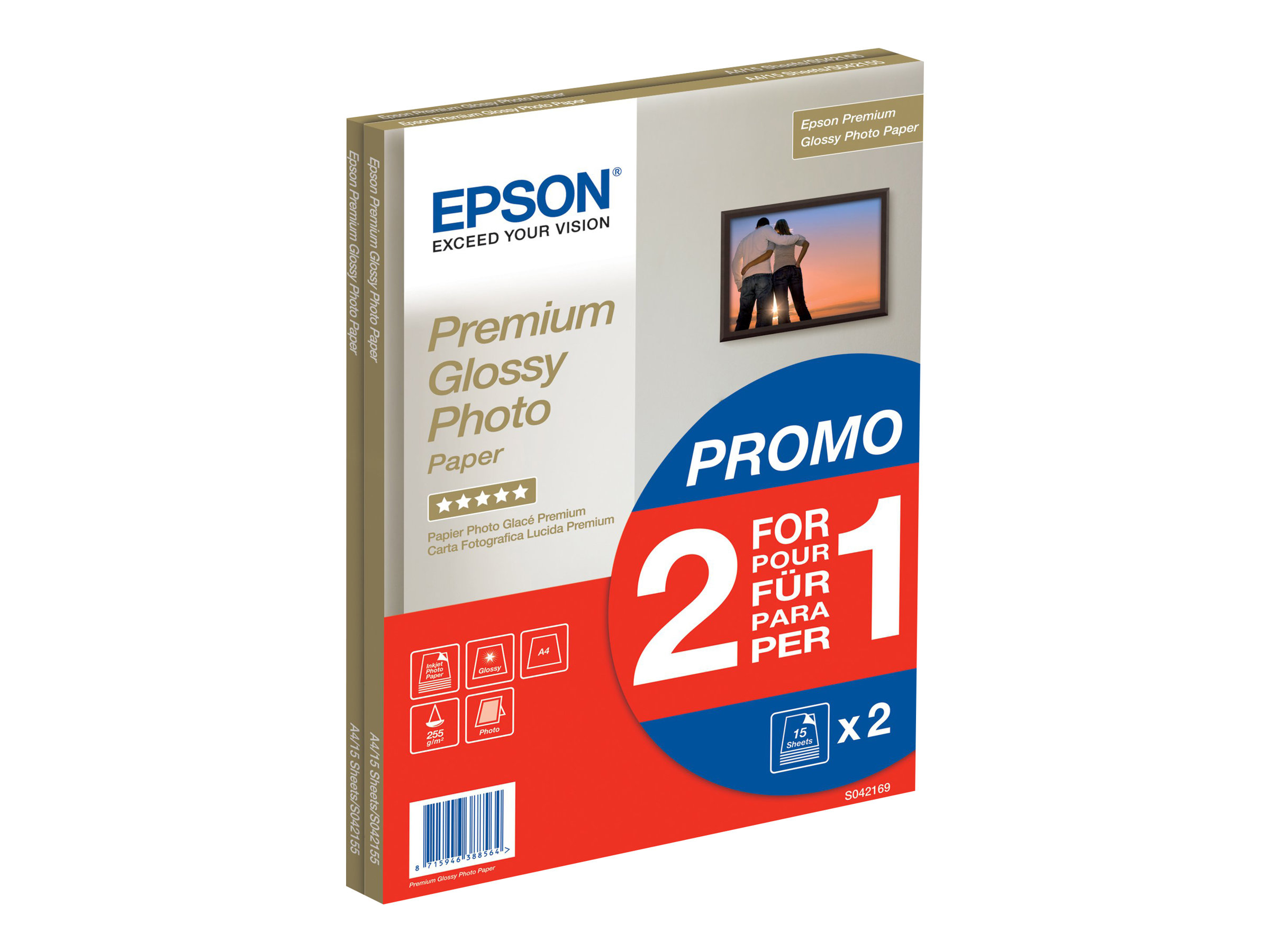 EPSON Fotopapier S042169 DIN A4 glaenzend 255 gqm 2x 15 Blatt