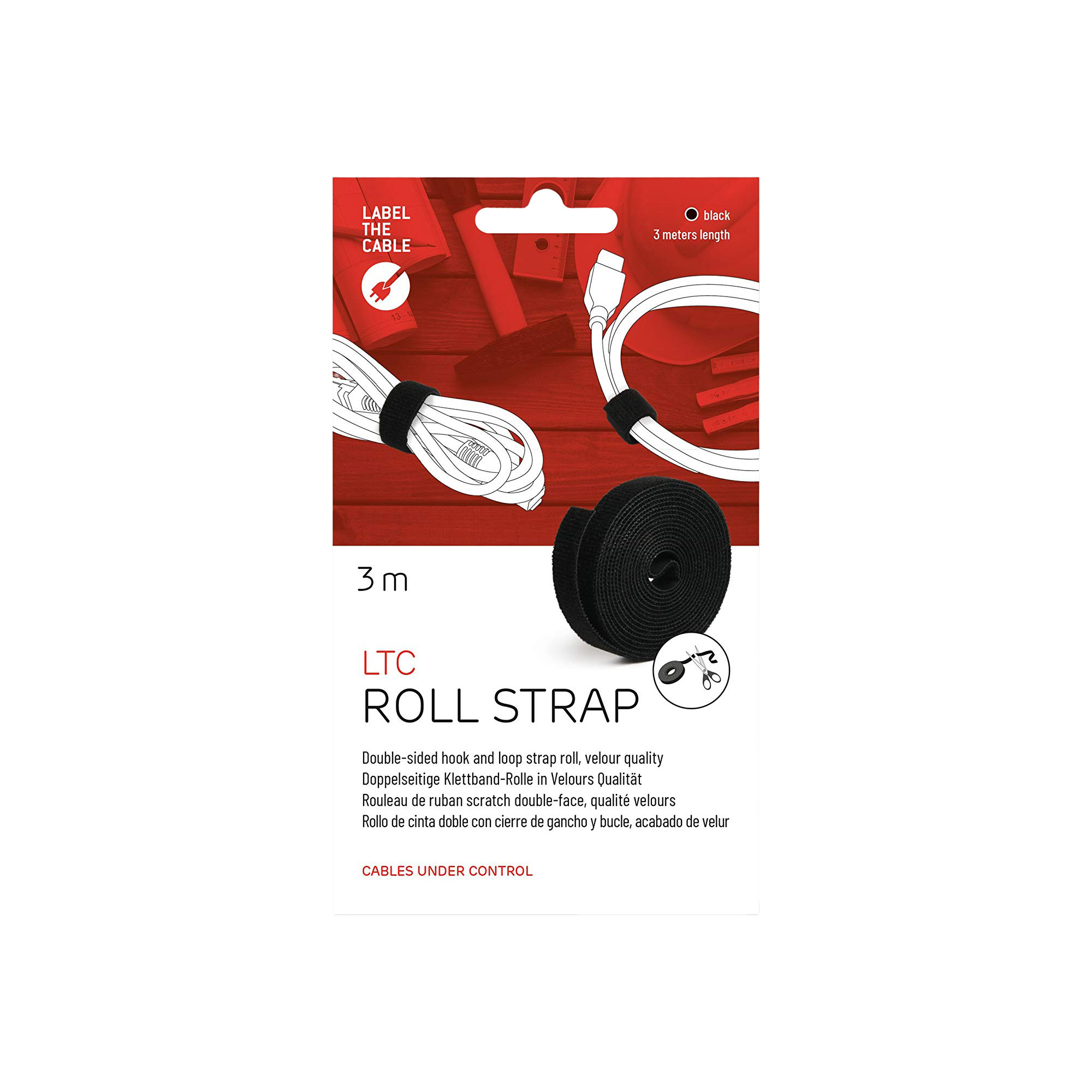 Label-the-cable LTC ROLL STRAP Klettverschlussstreifen 3m Schwarz