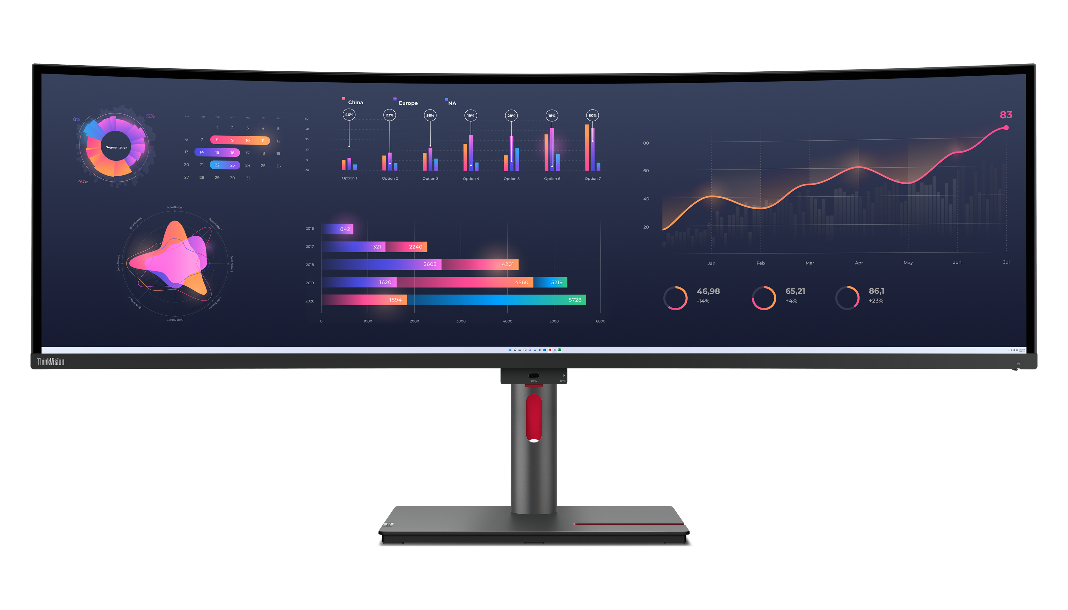 Lenovo ThinkVision P49w-30 LED-Monitor 49 Zoll DQHD gebogen