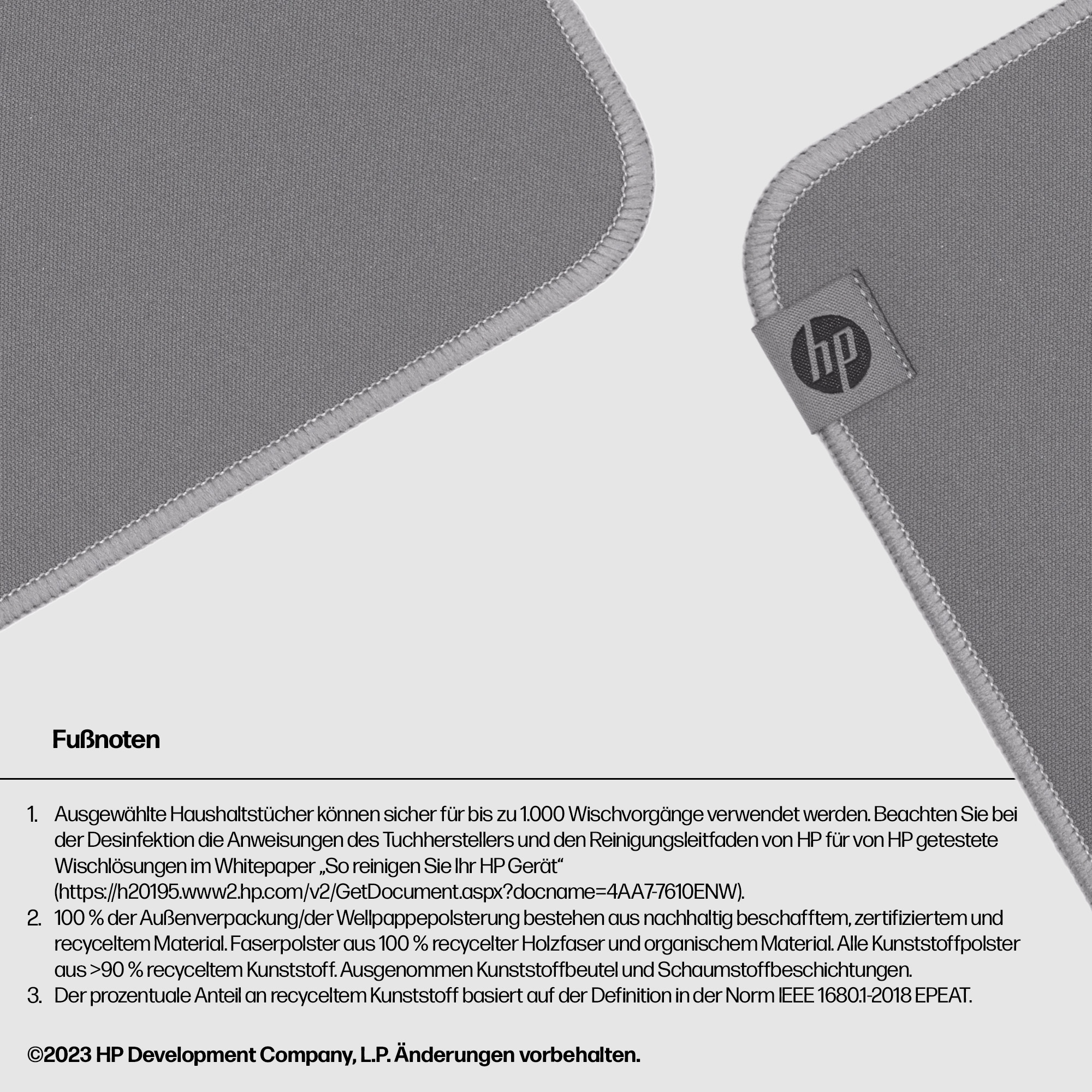 HP 100 Mauspad desinfizierbar Grau