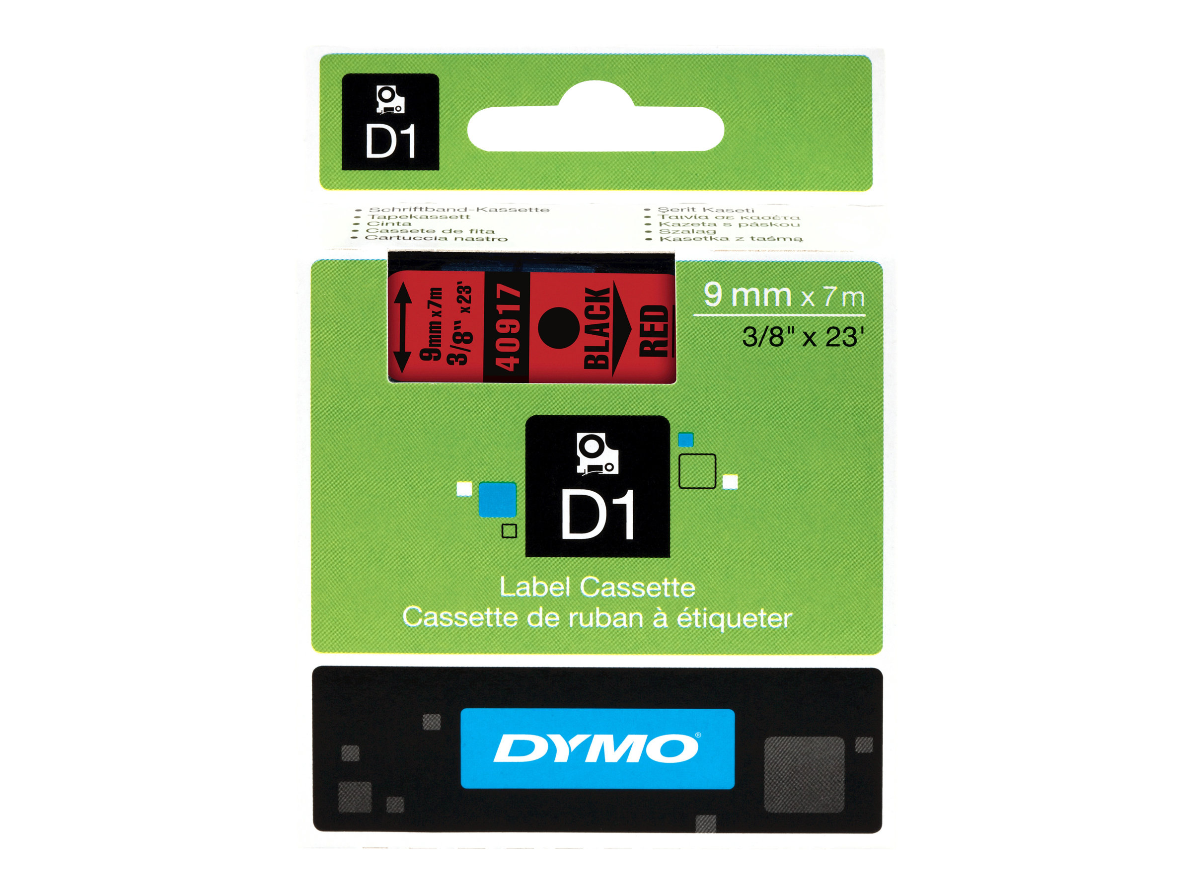 Dymo D1 9mm Schwarz auf Rot