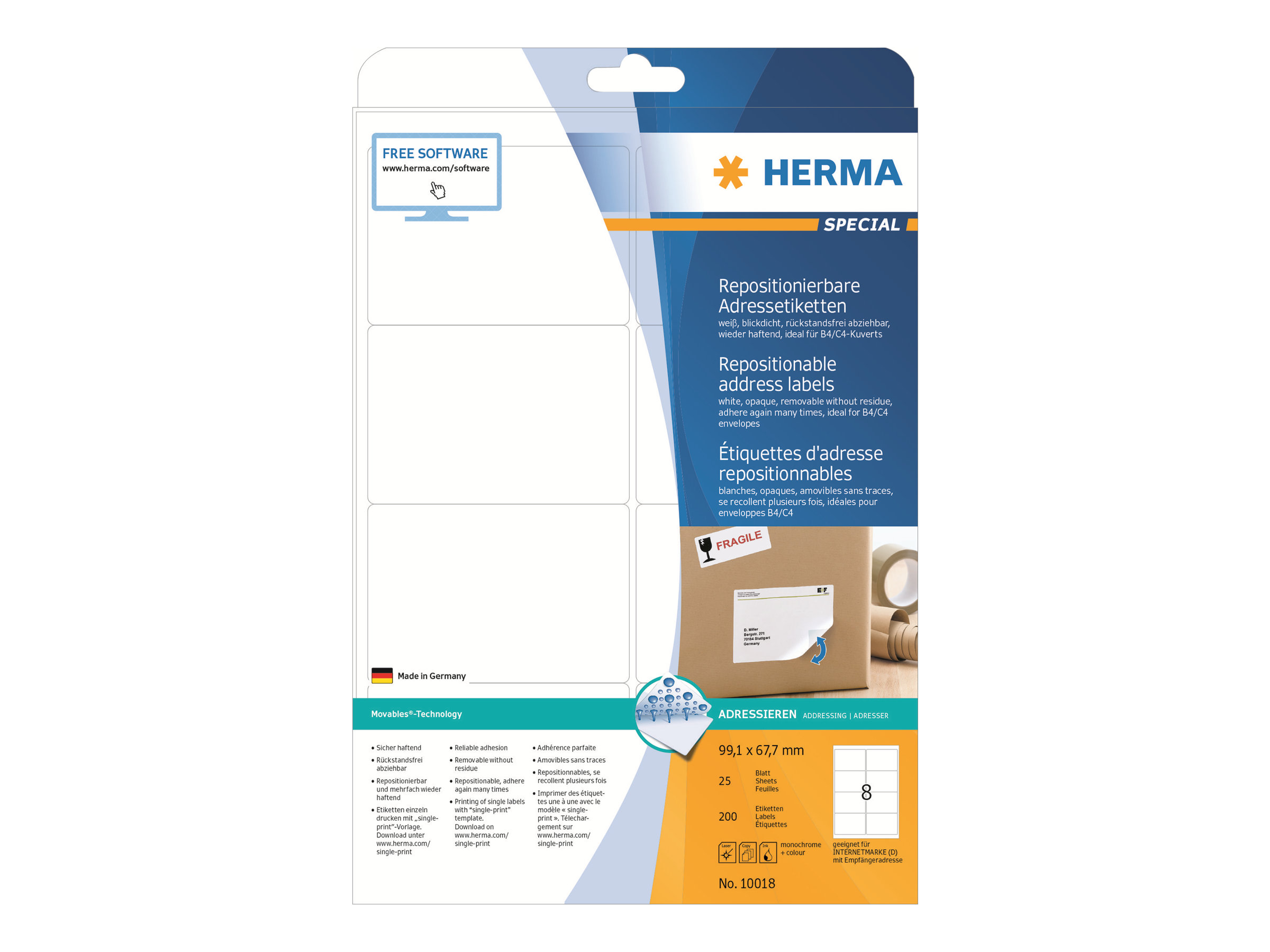 HERMA Adressetiketten 99,1x67,7 mm, neu positionierbar