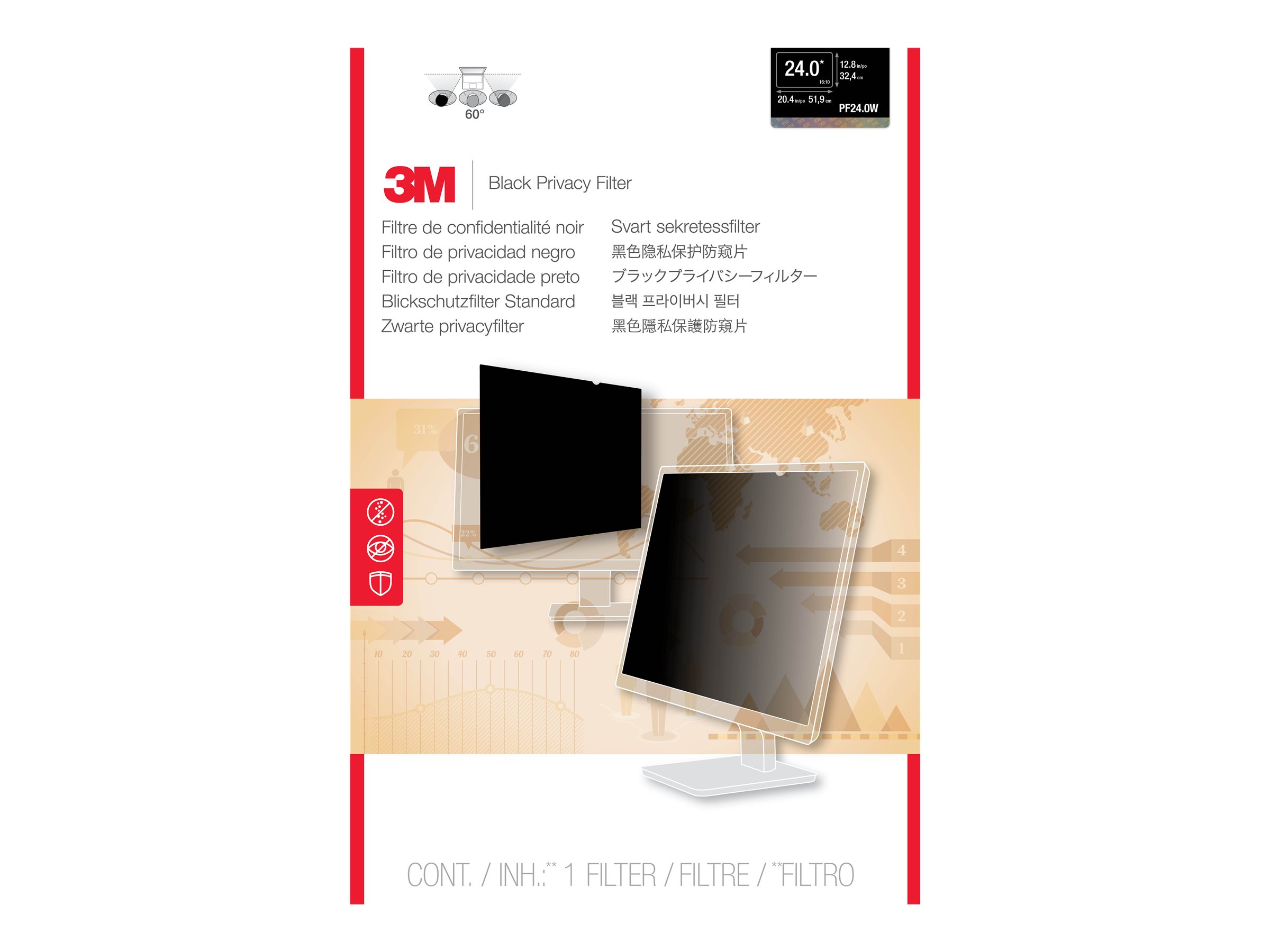 3M Blickschutzfilter PF240W1B 24 Zoll Breitbild