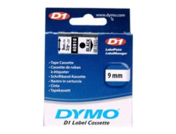 Dymo D1 Schriftband 9mm Schwarz auf Transparent