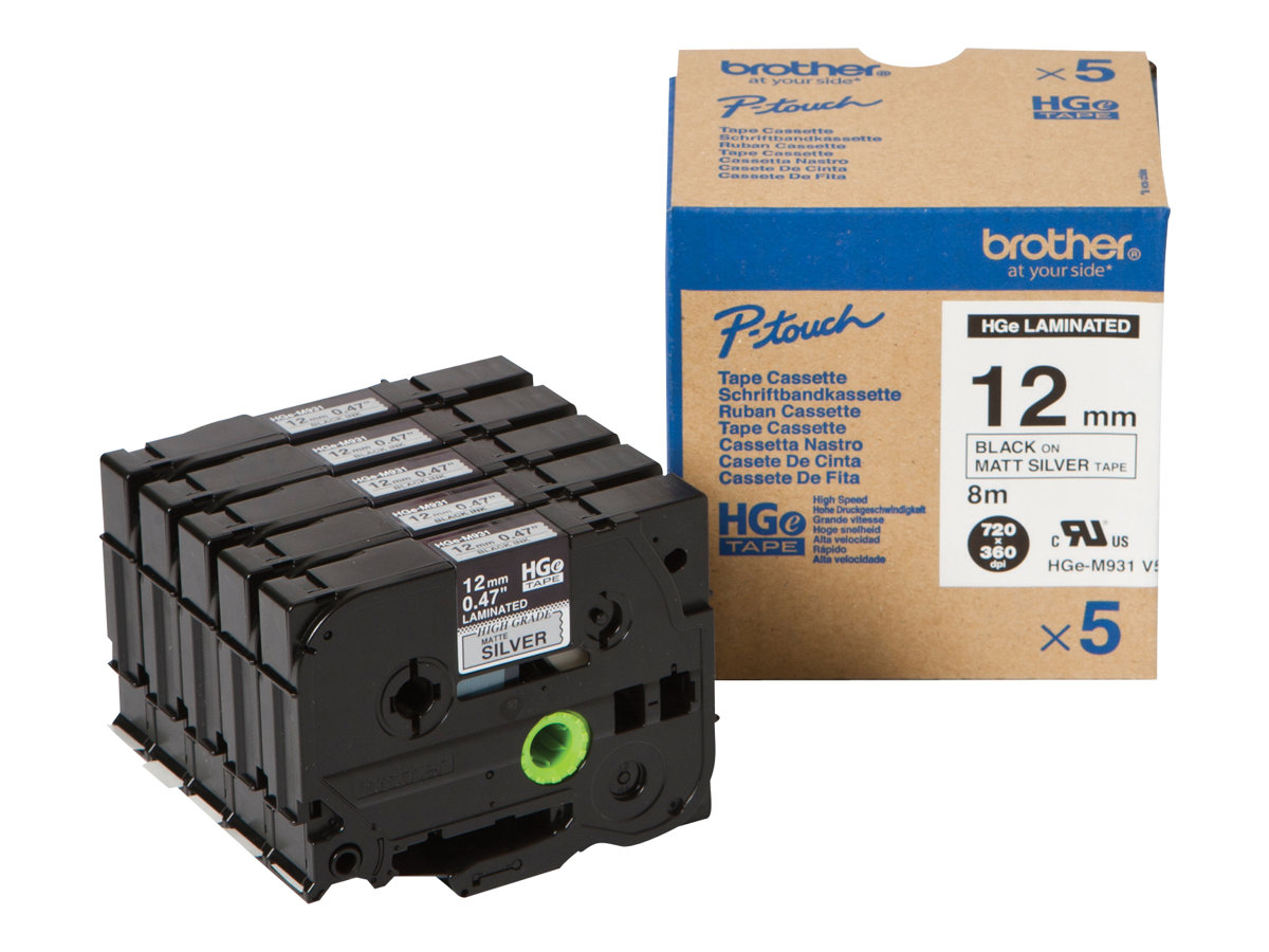 Brother HGE-M931V5 Schriftband schwarz auf silber