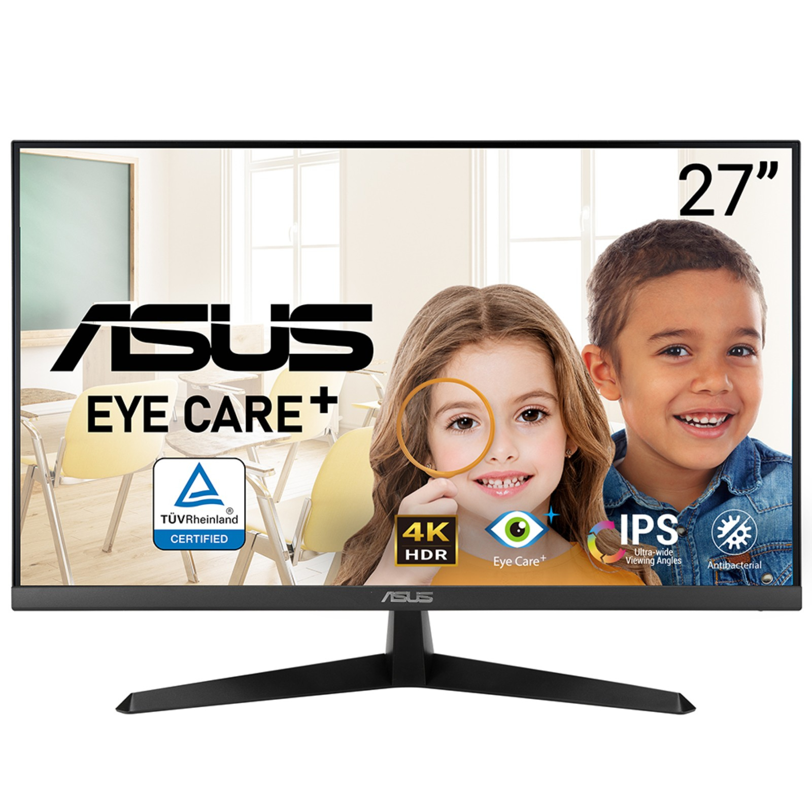 ASUS VY27UQ Eye Care Monitor 68,58cm 27Zoll IPS WLED UHD 169 60Hz 350cdm2 5ms 2xHDMI DP 2x2W Black