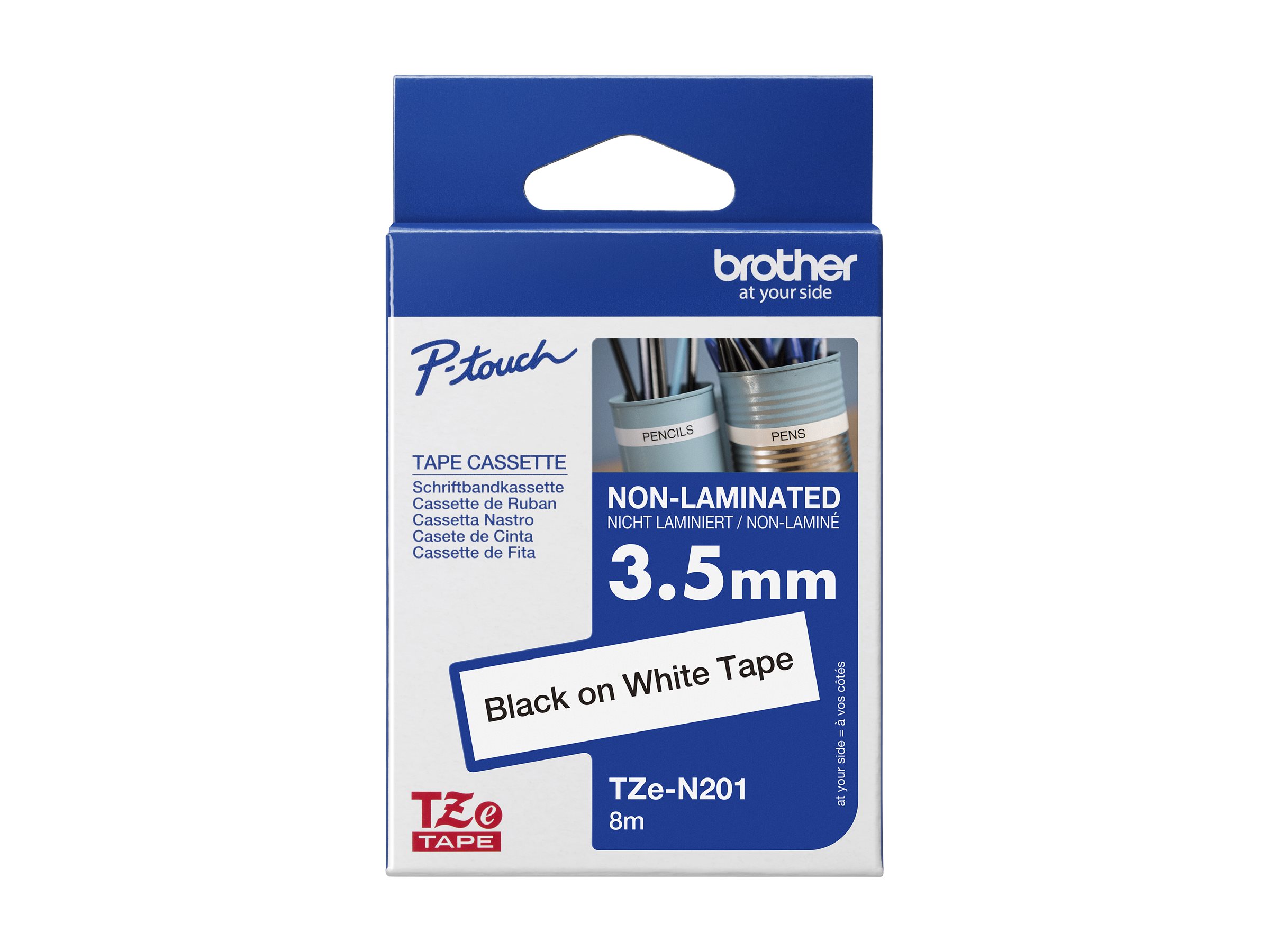 Brother TZe-N201 schwarz auf weiß 3,5 mm