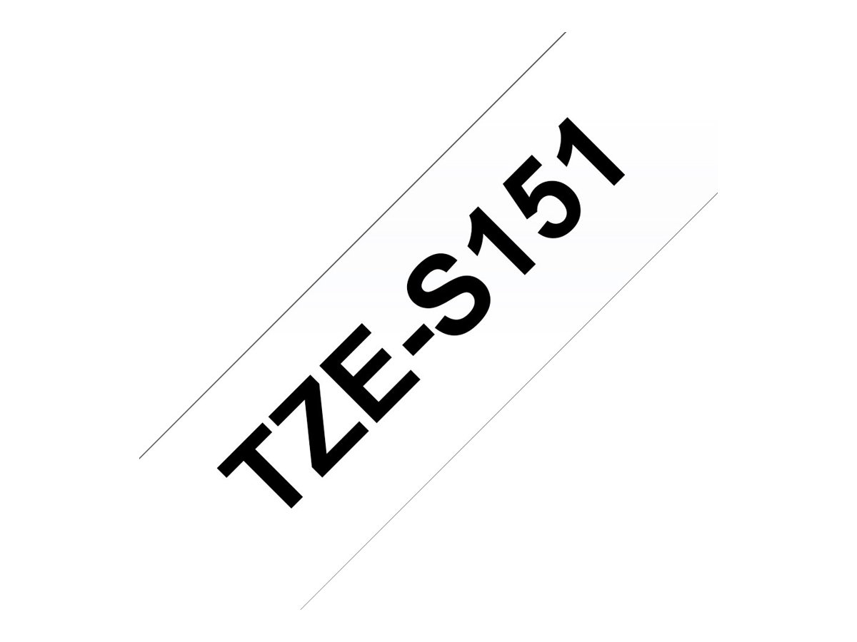 Brother TZe-S151 Schwarz auf Transparent extra starker Klebstoff