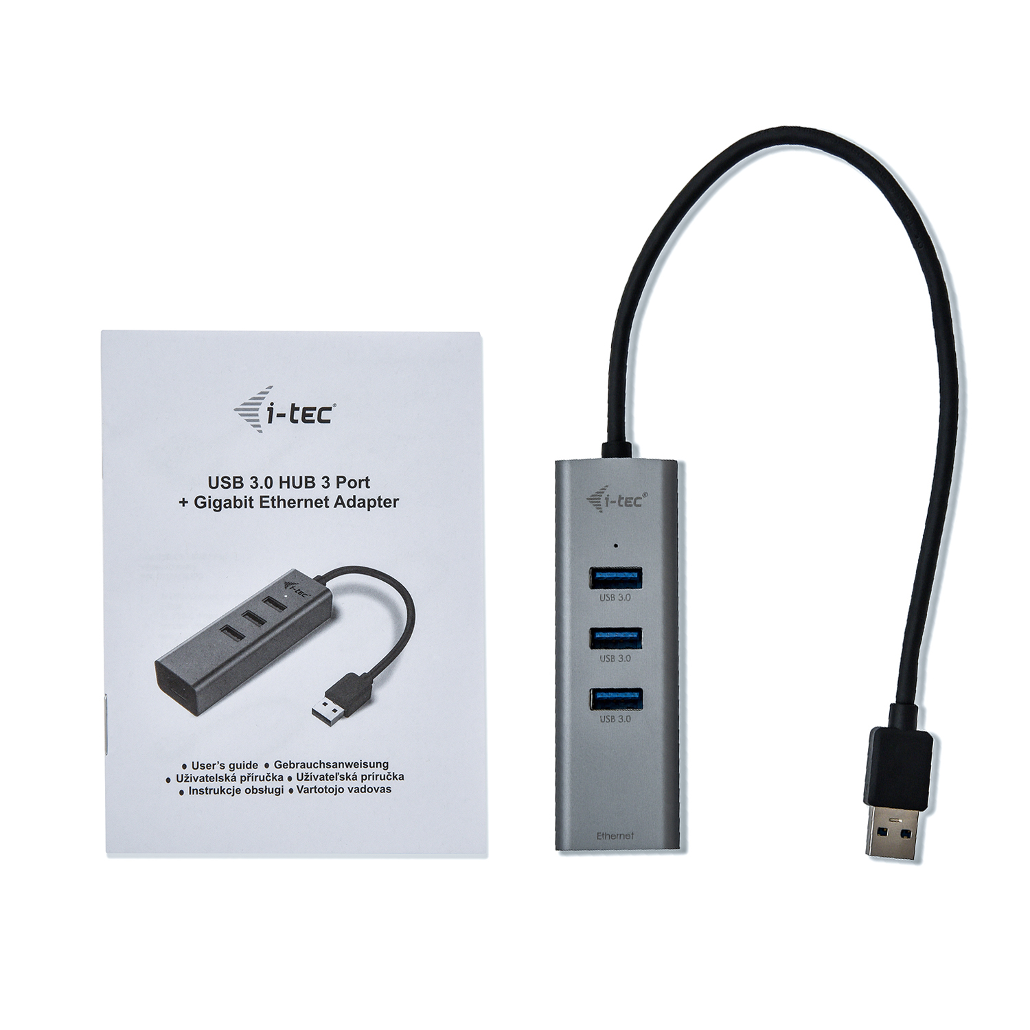 i-tec USB 3.0 Metal Hub 3-Port mit Gigabit Ethernet