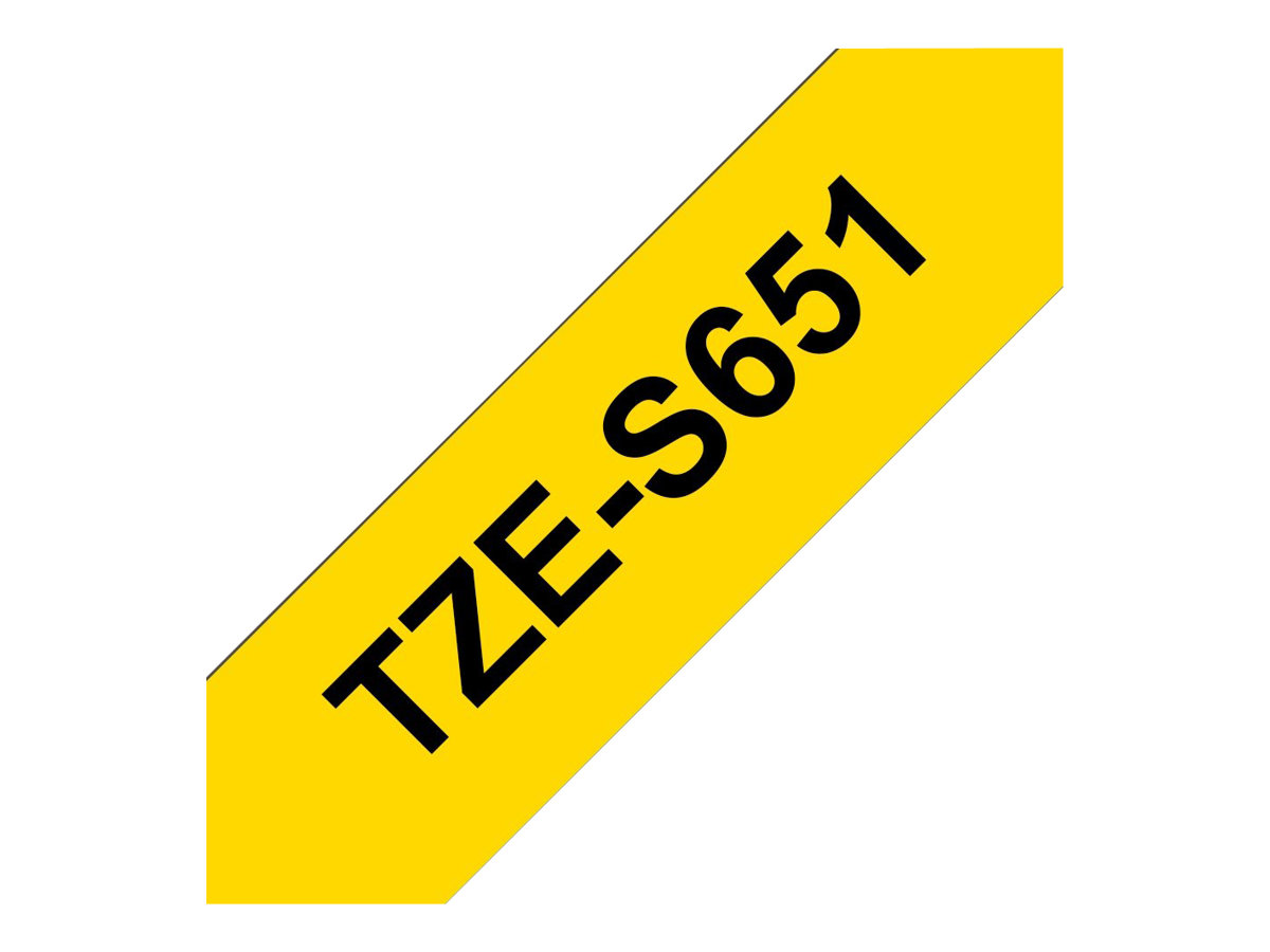 Brother TZe-S651 Schwarz auf Gelb extra starker Klebstoff