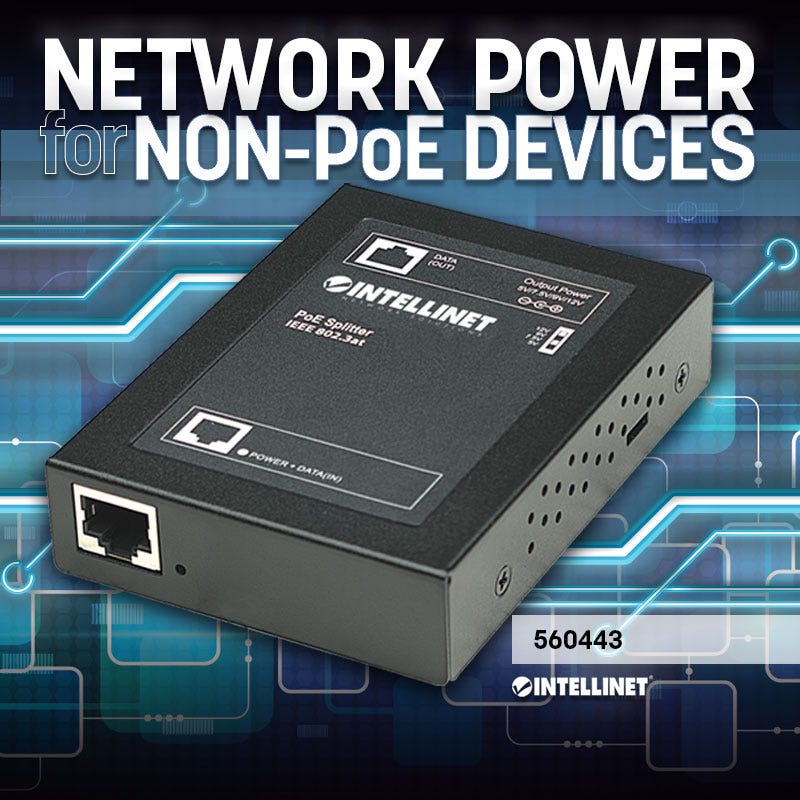 IC Intracom Intellinet PoE+ Splitter IEEE 802.3at 5/7,5/9/12V DC