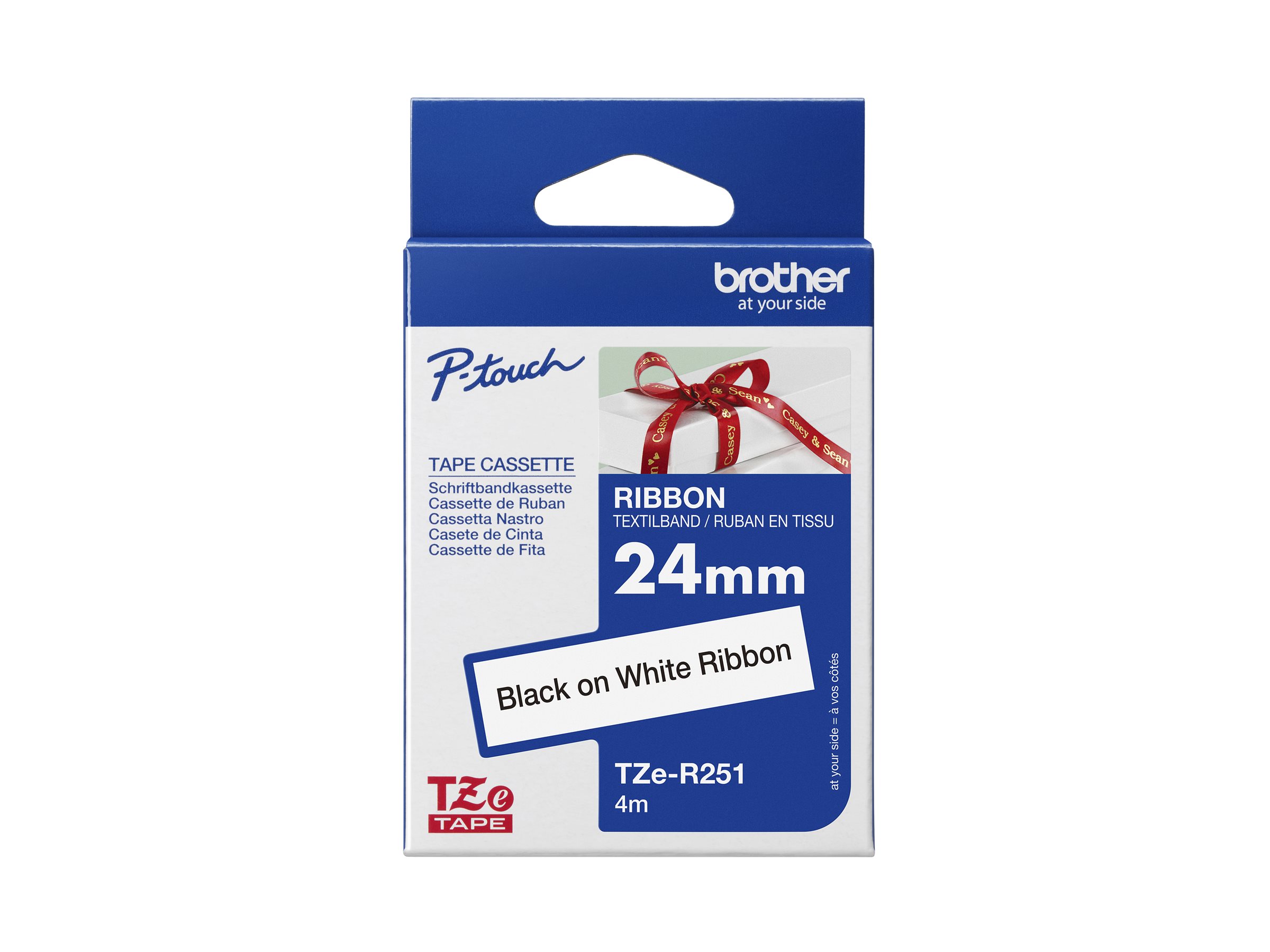 BROTHER PTouch 24mm witheblack ribbon tape