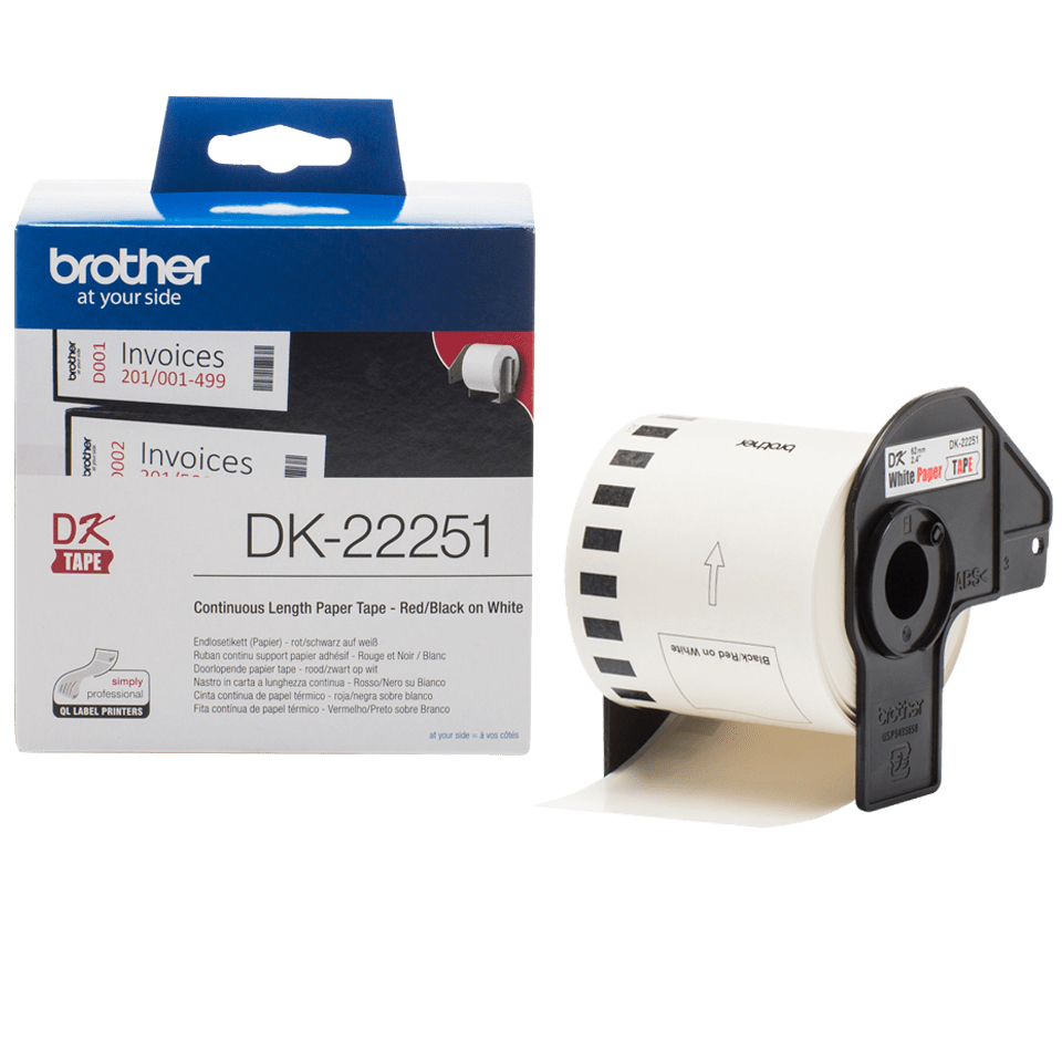 Brother DK22251 Endlos-Etiketten Schwarz/Rot