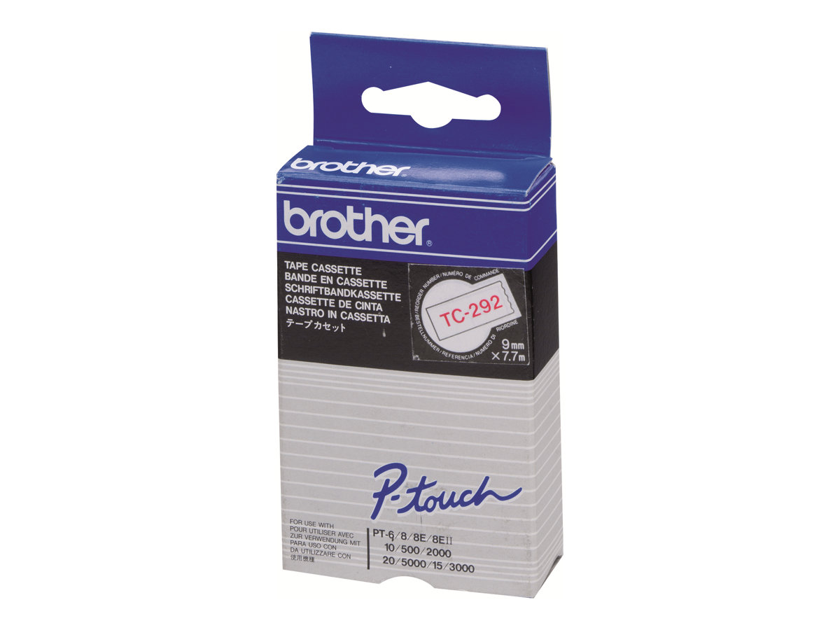 Brother TC292 Schriftband 9mm Weiß-Rot