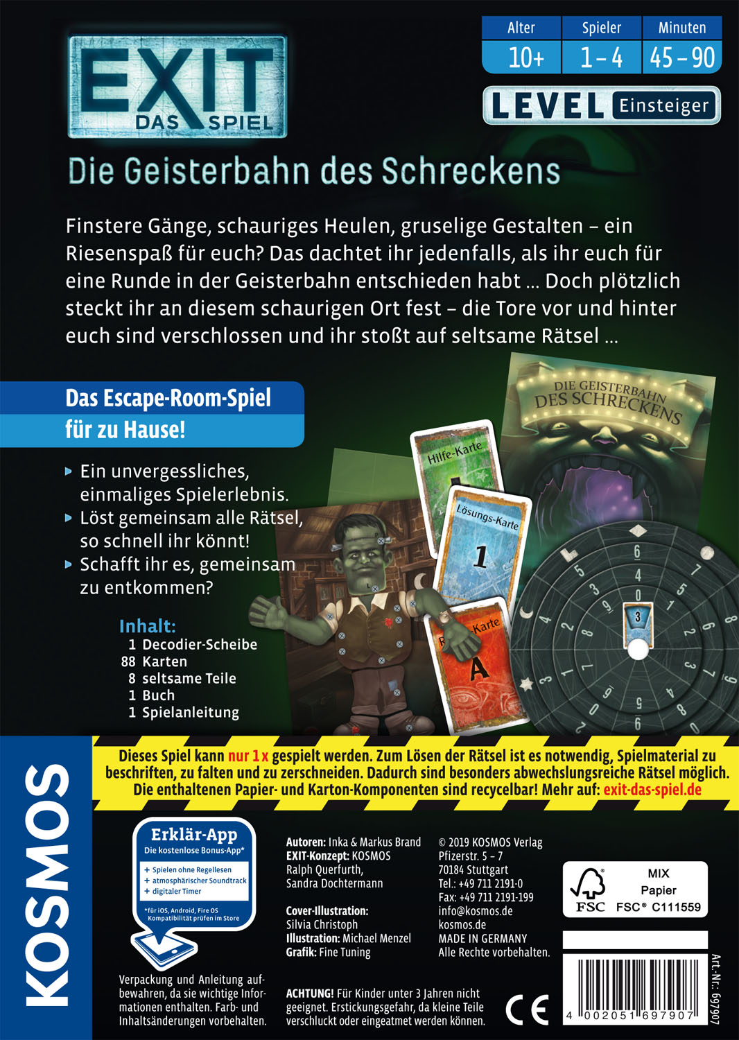 Kosmos EXIT Die Geisterbahn des Schreckens Brettspiel 45 min Familienspiel