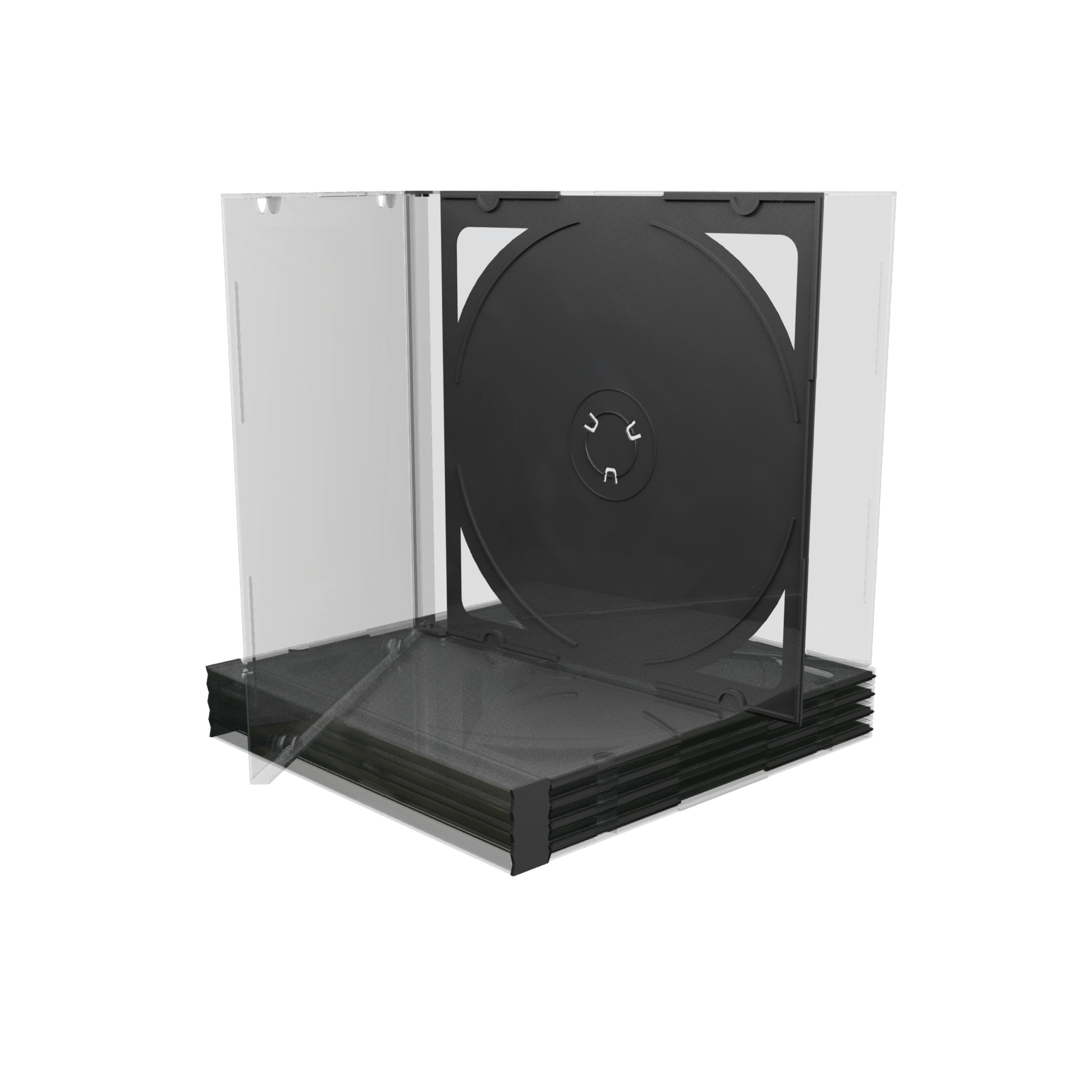 MediaRange CD/DVD-Behälter 2‑fach Schwarz/Durchsichtig 5 Stück