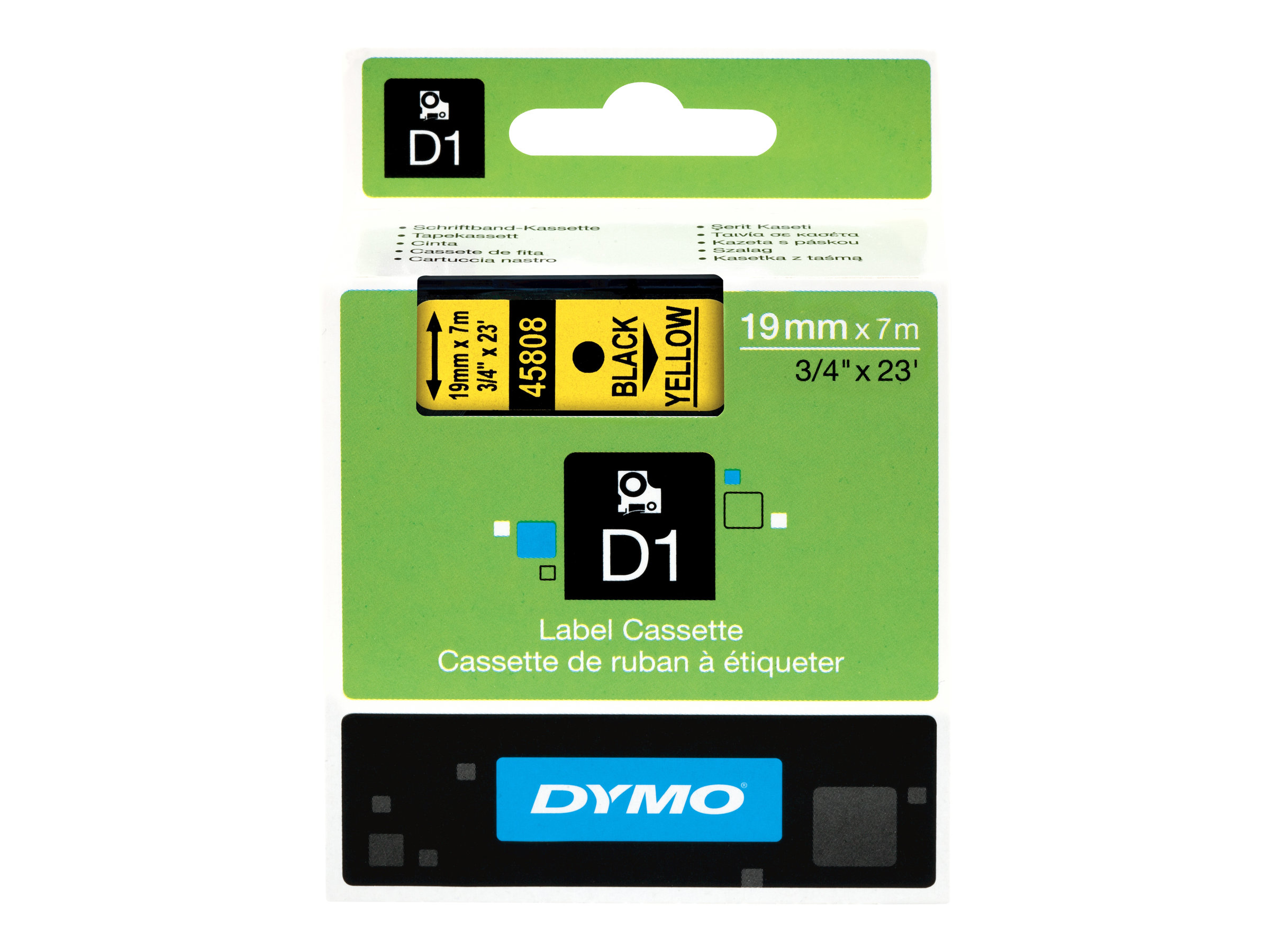 Dymo D1 19mm Schwarz auf Gelb Selbstklebend