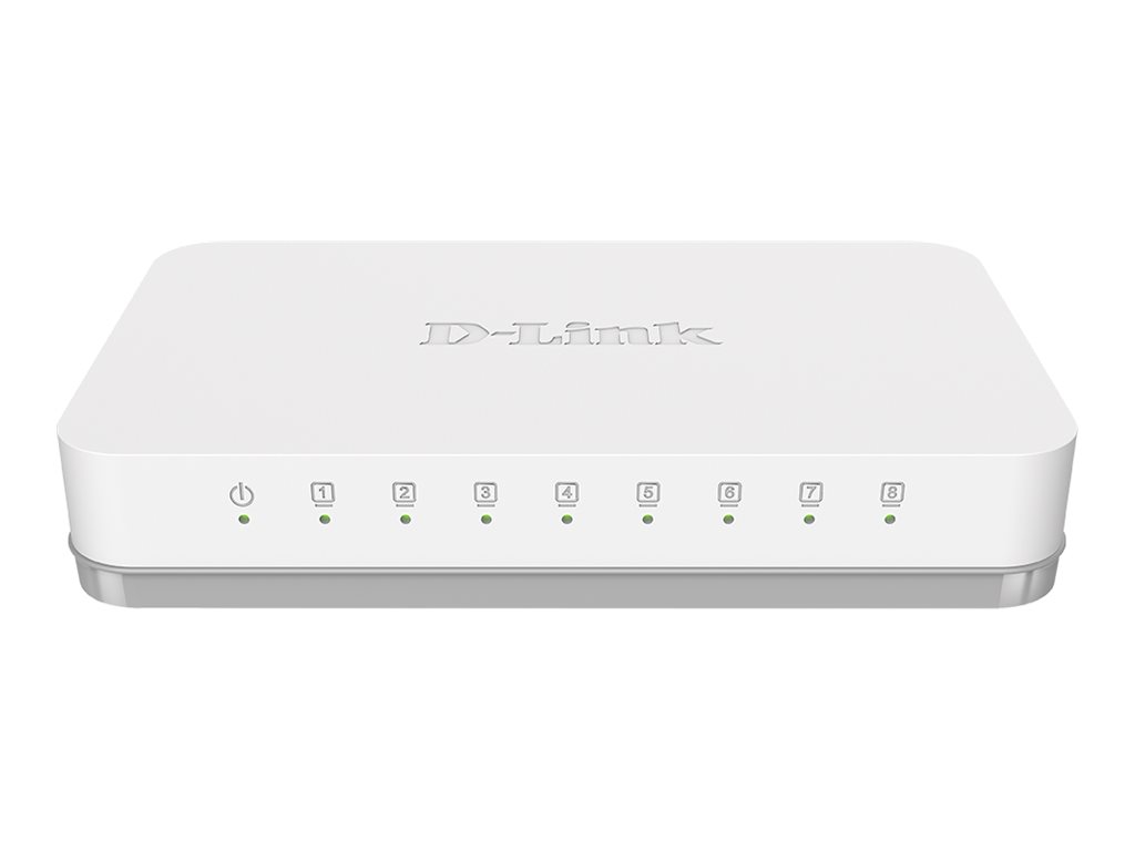 DLINK GOSW8G 8Port Gigabit Easy Desktop Switch 8x 101001000Mbits für bis zu acht EthernetGeräte Plug Play AutoMDIMDX