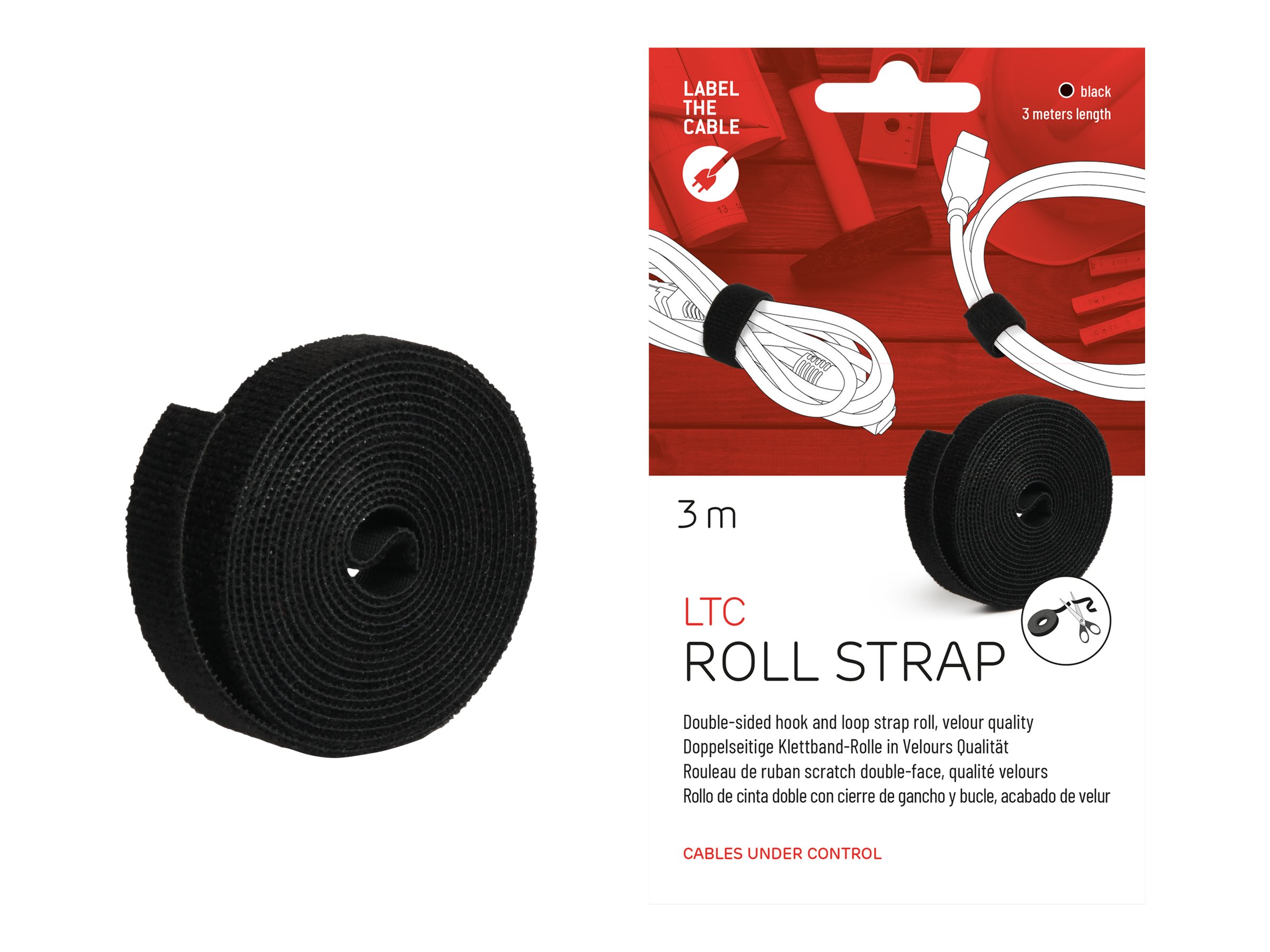 Label-the-cable LTC ROLL STRAP Klettverschlussstreifen 3m Schwarz