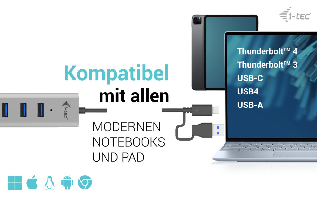 i-tec USB-C Metal Hub 7-fach mit Charging