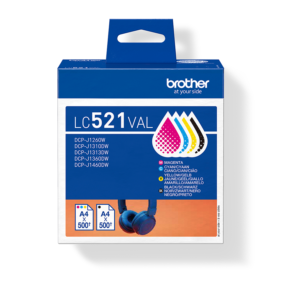 Brother LC521VAL Value Pack Schwarz Gelb Cyan Magenta