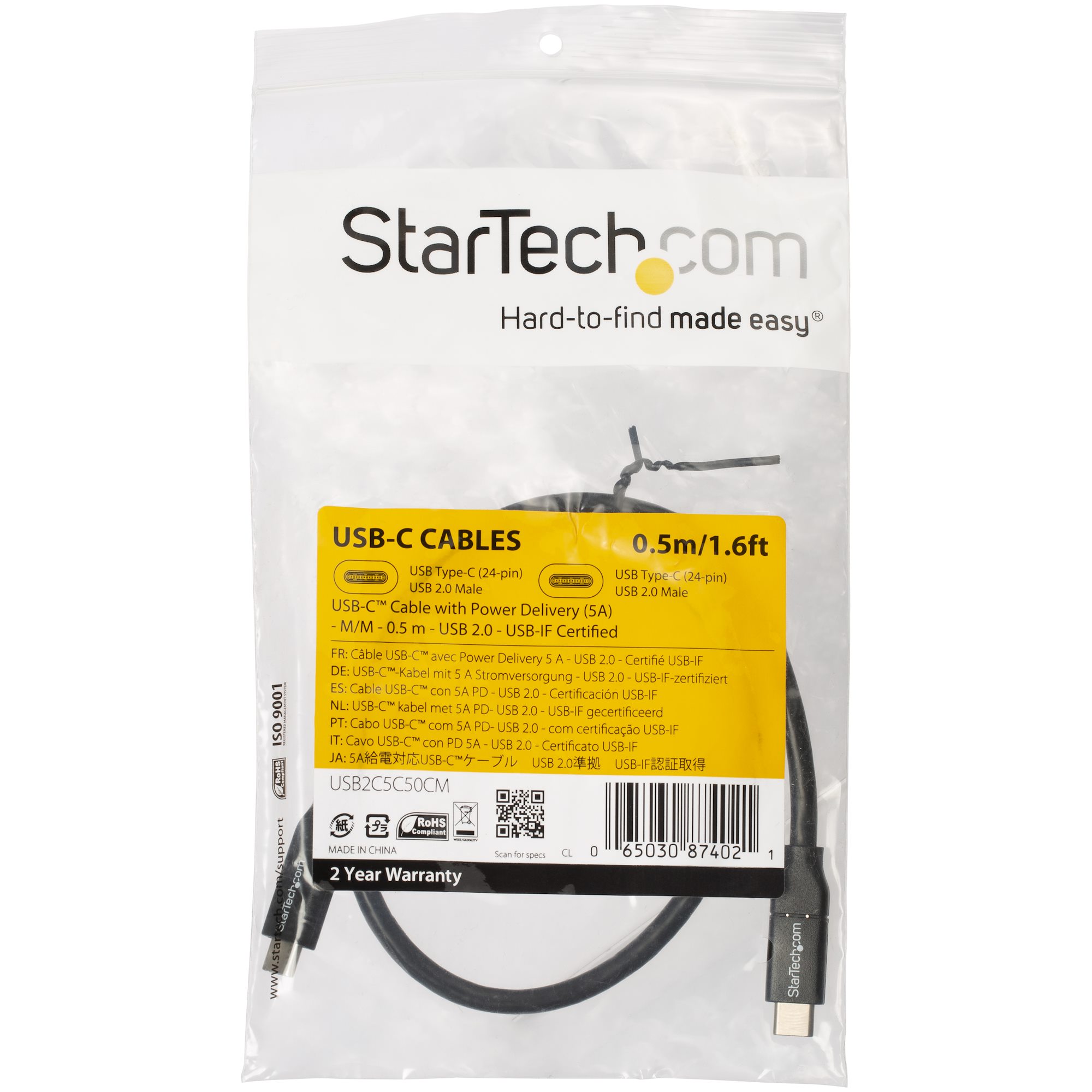 StarTech.com USB-C Kabel 50cm 5A Power Delivery