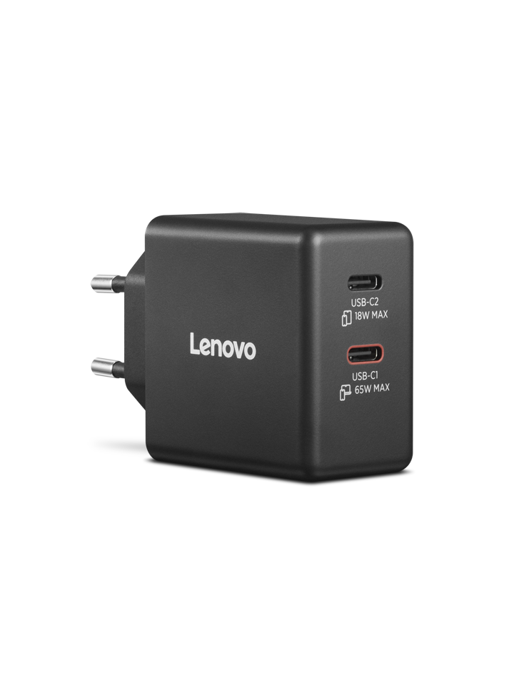 N Lenovo Dual USBC 65W GaN Charger Black EU