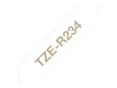 Brother TZe-R234 Schriftband 12mm Gold auf Weiß