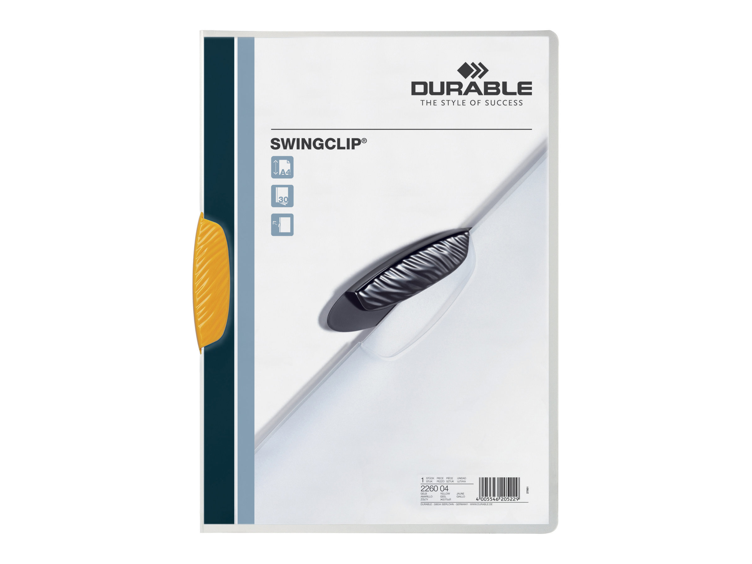Durable Swingclip Klemmhefter gelb 30 Blatt