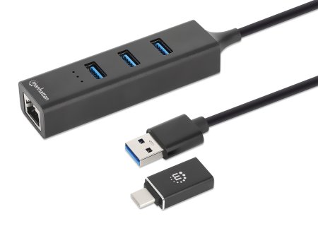 Manhattan USB-C/A Kombo-Hub Netzwerkadapter