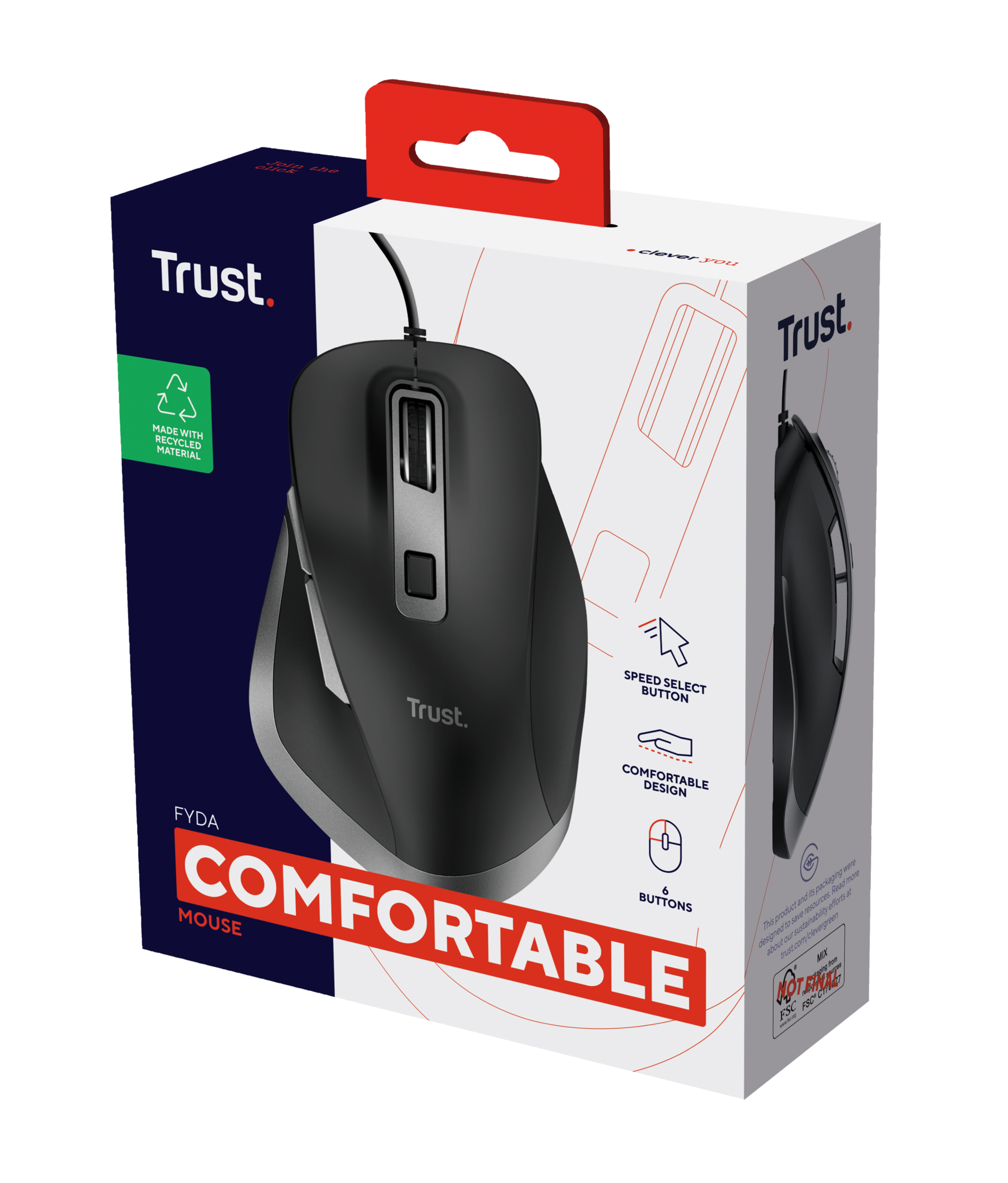 24728 TRUST Fyda eco Maus 6Tasten Kabel