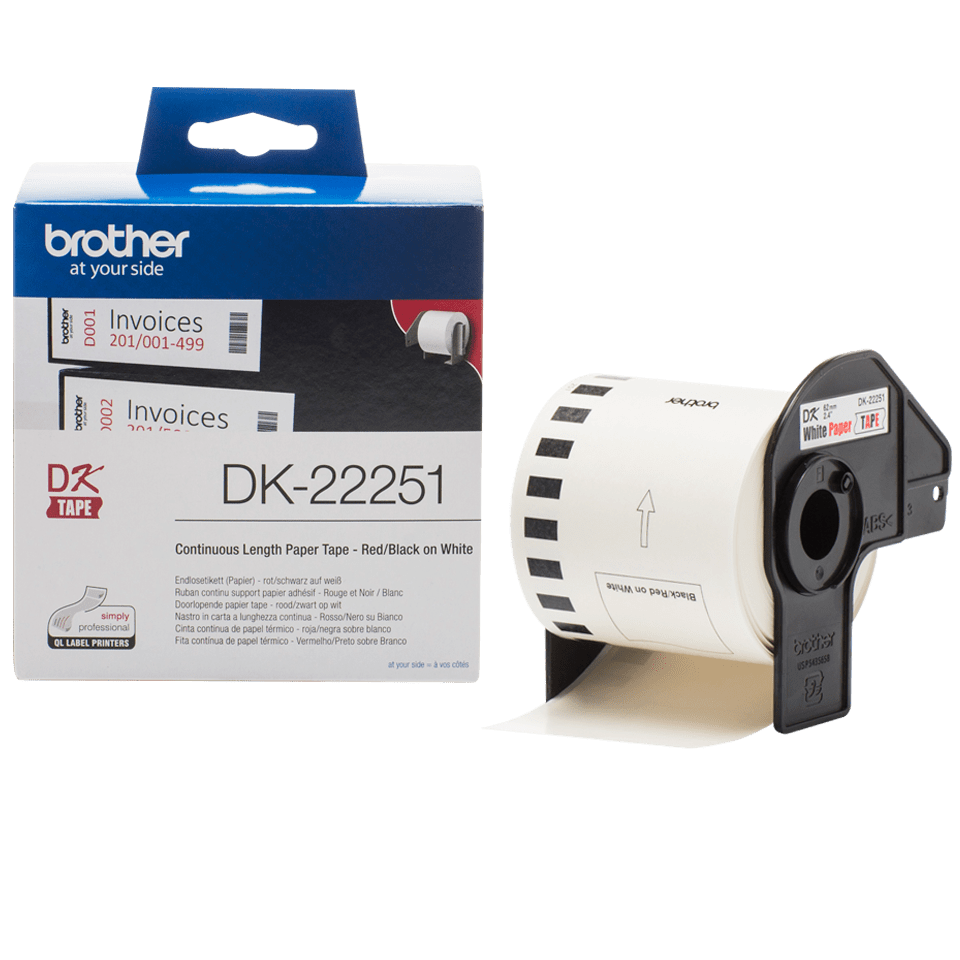Brother DK22251 Endlos-Etiketten Schwarz/Rot