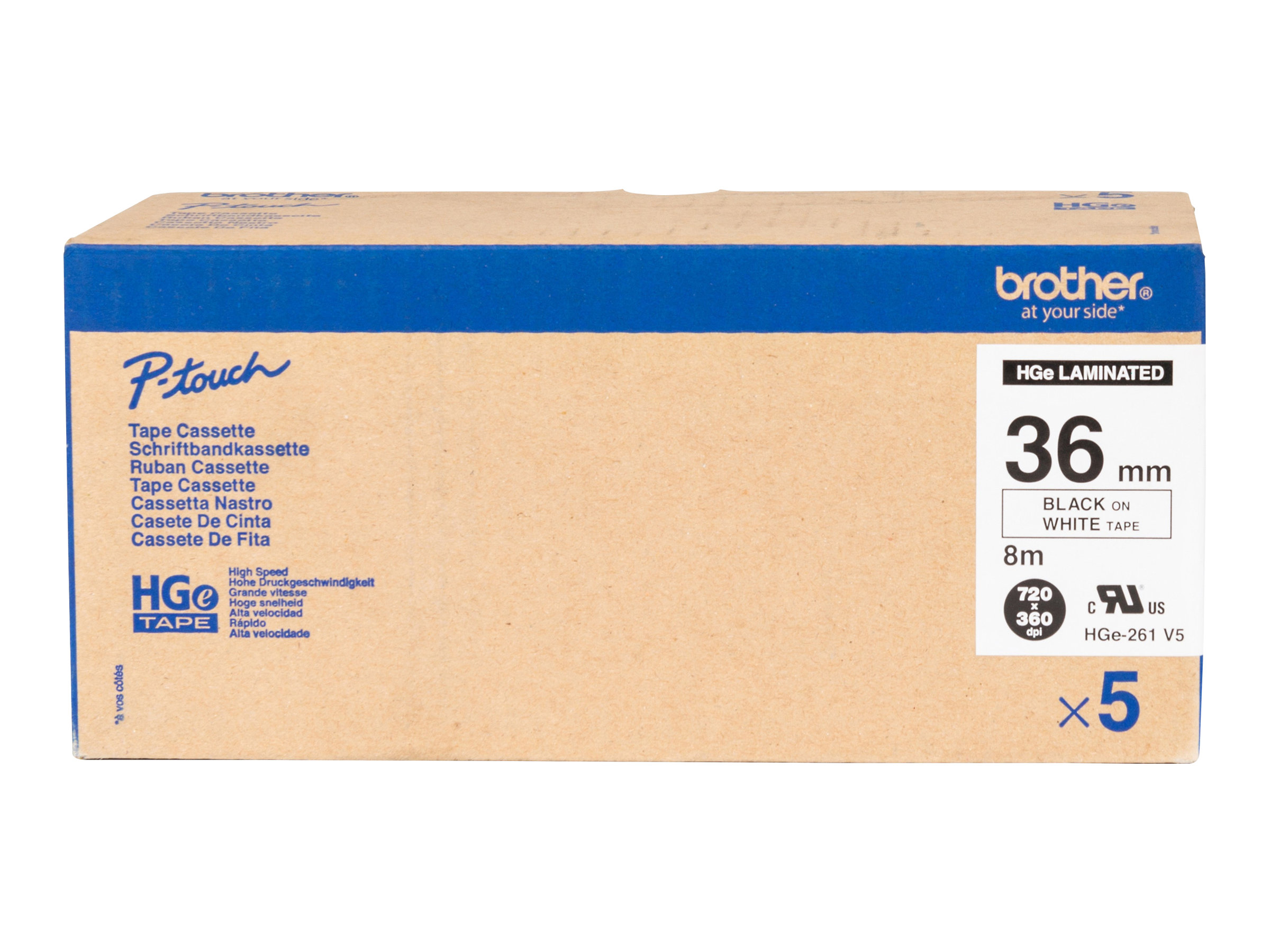Brother HGE-261V5 Schriftband schwarz auf weiß