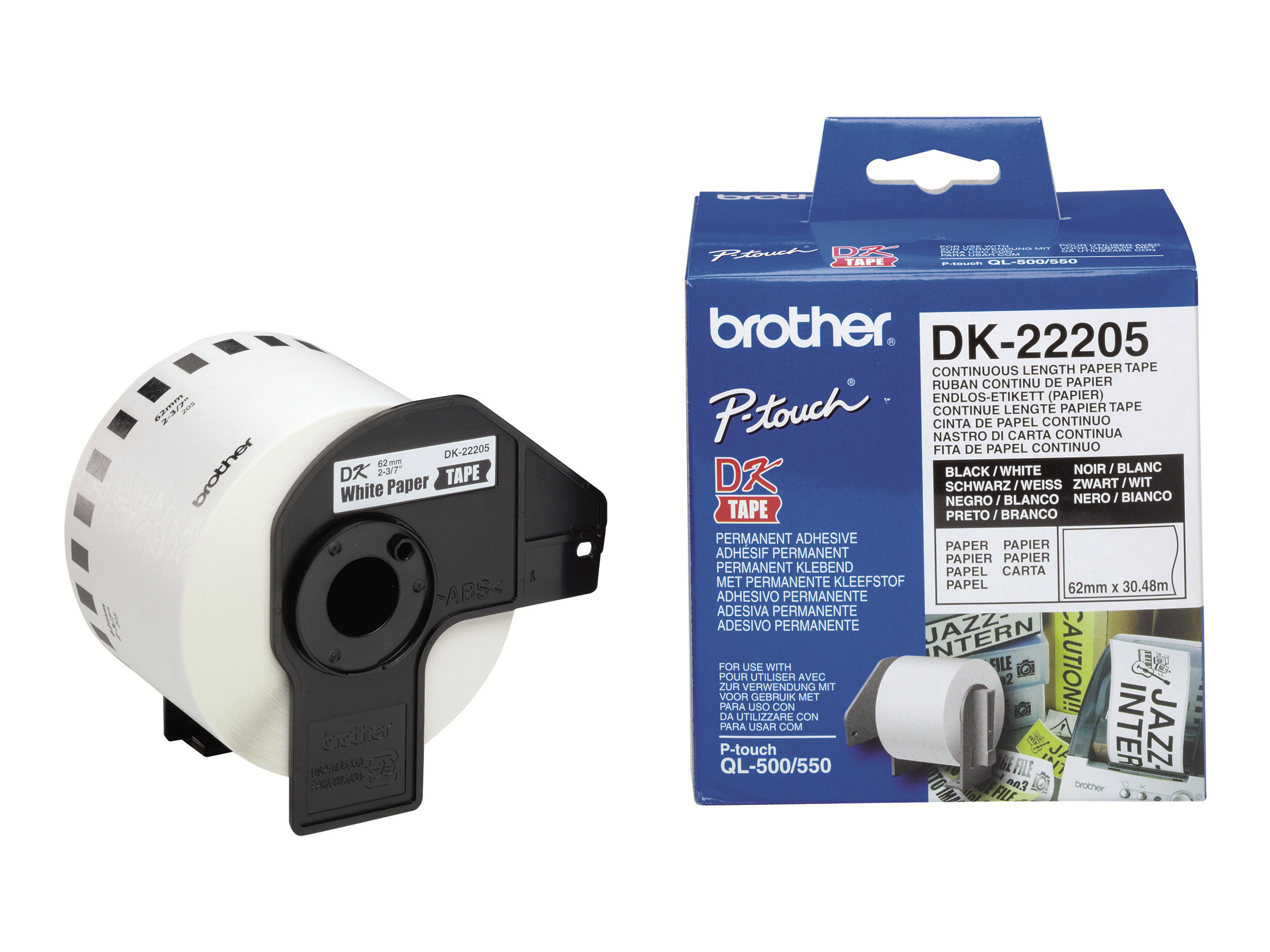 Brother DK-22205 Endlosetiketten Schwarz-Weiß 62mm x 30,5m