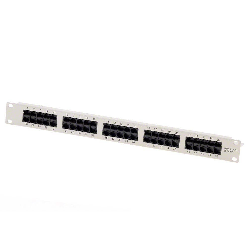 Helos ISDN Patchpanel Cat. 3 50x RJ45 4-polig grau