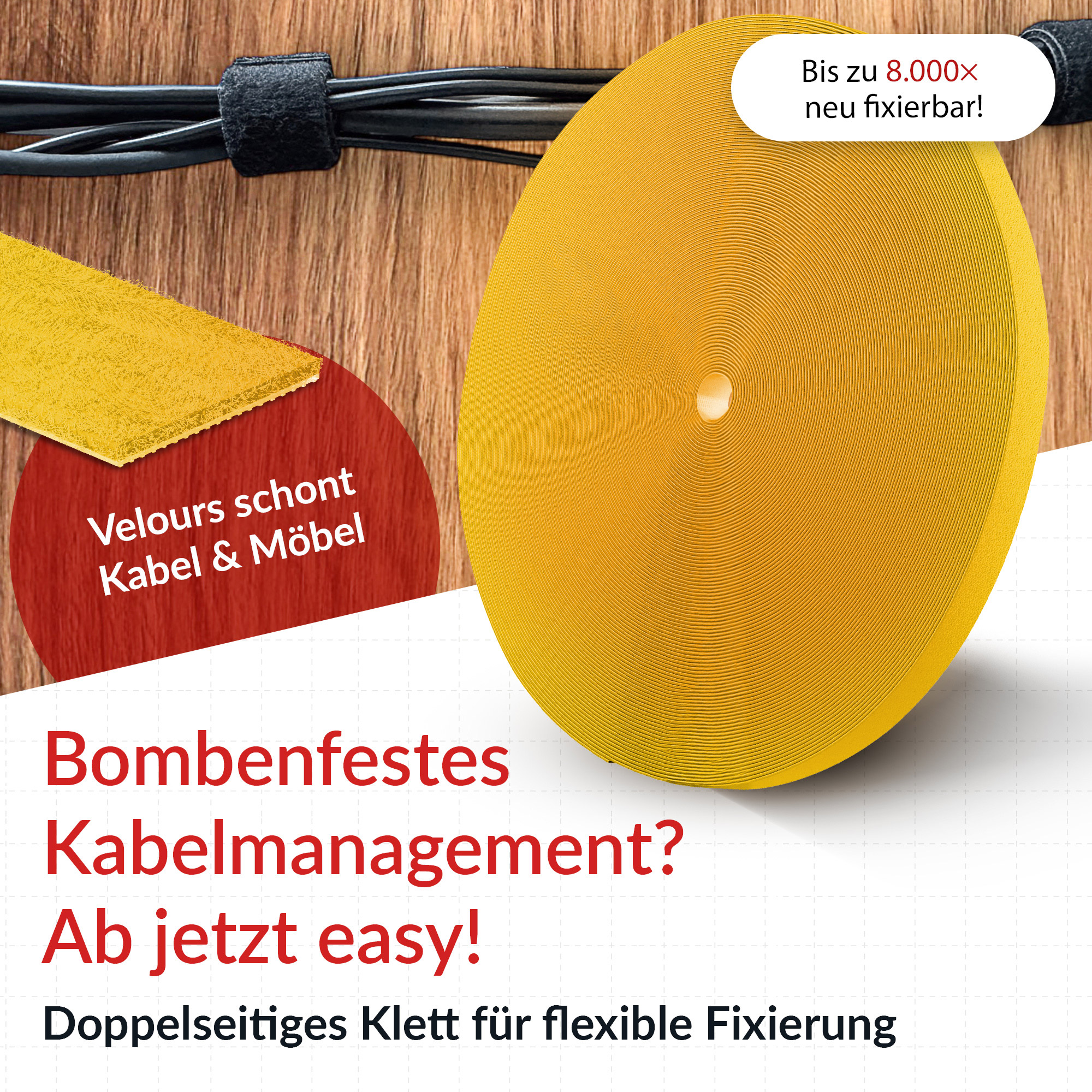 Label-the-cable Klettband ROLL STRAP PRO gelb 25,0 m x 1,6 cm