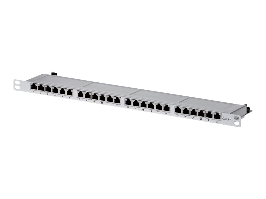 Helos Patchfeld Cat 6a LSA 24 Port 0,5 HE lichtgrau