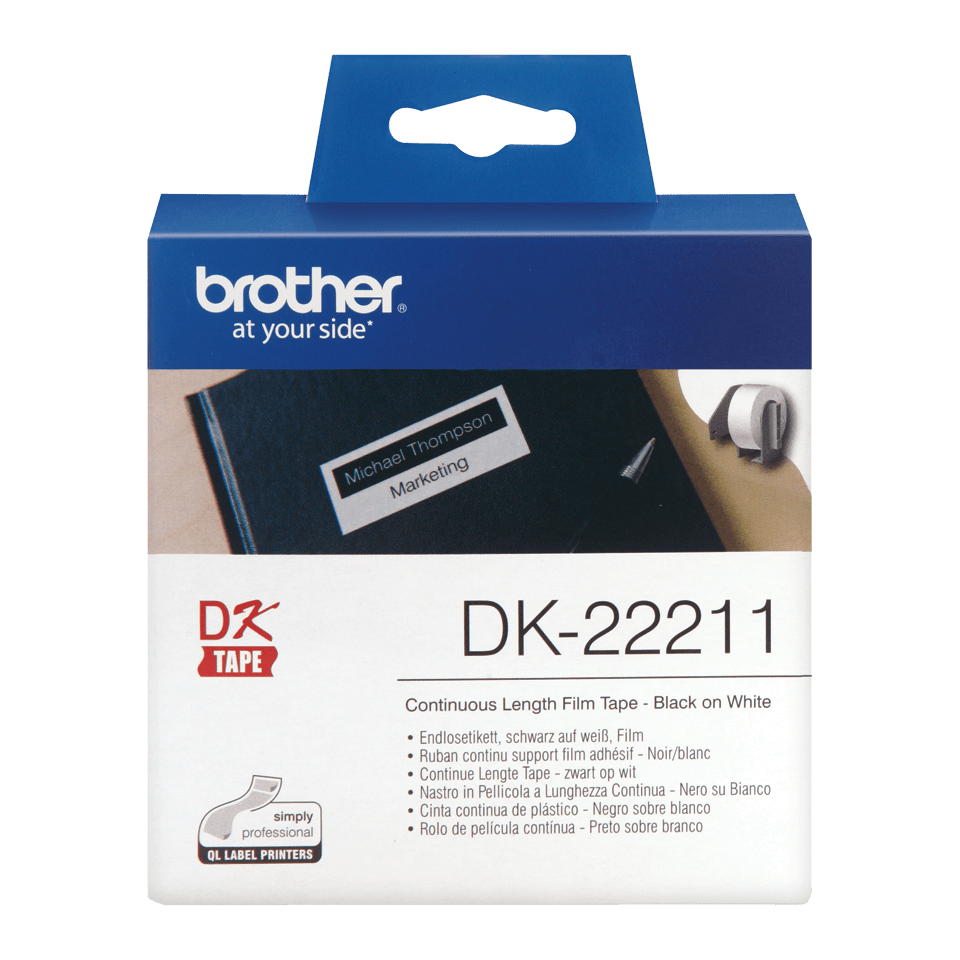 Brother DK-22211 Etikettenfilm Weiß 29mm x 15,2m