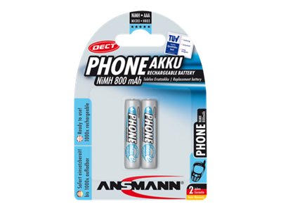 ANSMANN Akkus DECT NiMH Micro AAA 800 mAh, 2 St