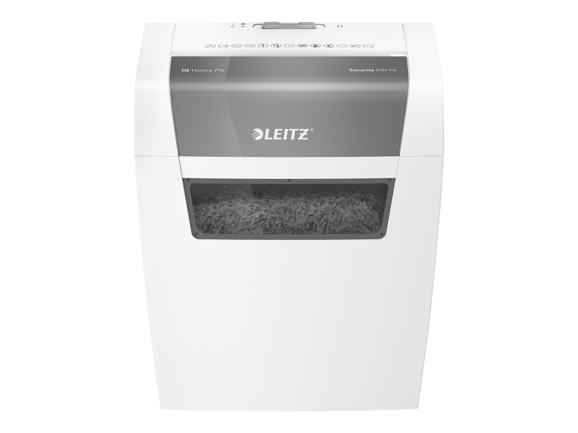 AKTION LEITZ IQ Home Aktenvernichter mit Partikelschnitt P4, 4 x 28 mm, bis 6 Blatt, weiss mit 5 Euro CashBack