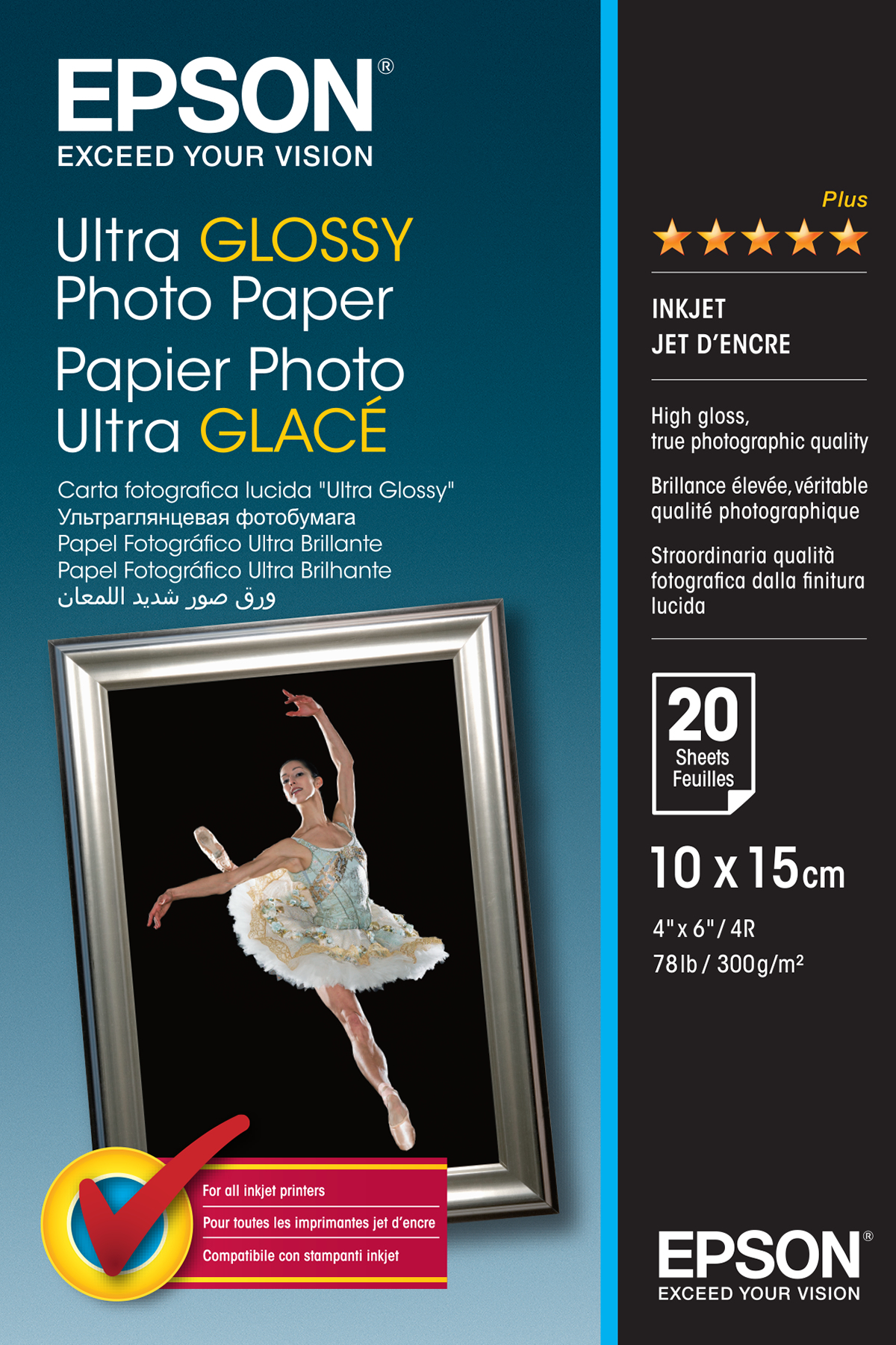 EPSON Fotopapier S041926 10,0 x 15,0 cm hochglaenzend 300 gqm 20 Blatt