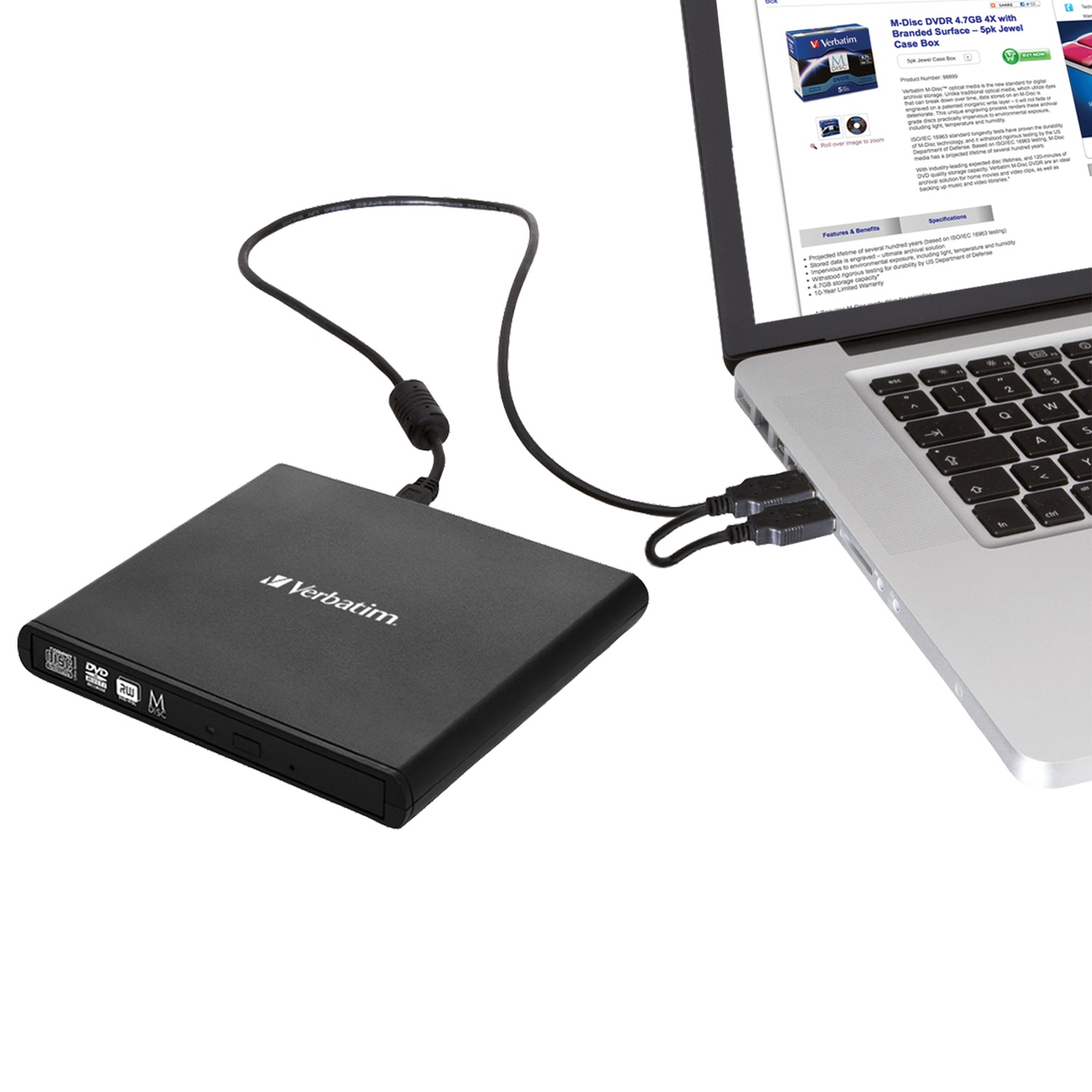 Verbatim Slimline externer DVD-Brenner schwarz