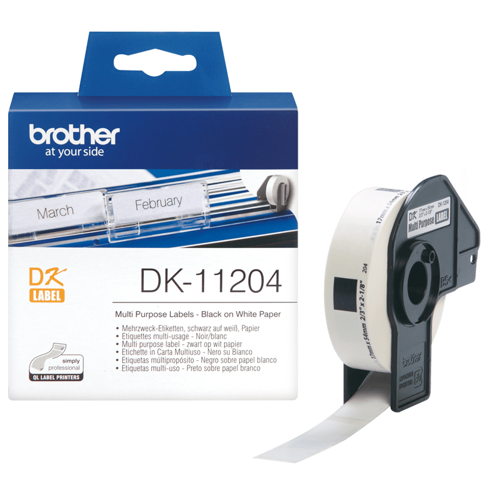 Brother DK-11204 Mehrzwecketiketten Schwarz-Weiß 17x54mm