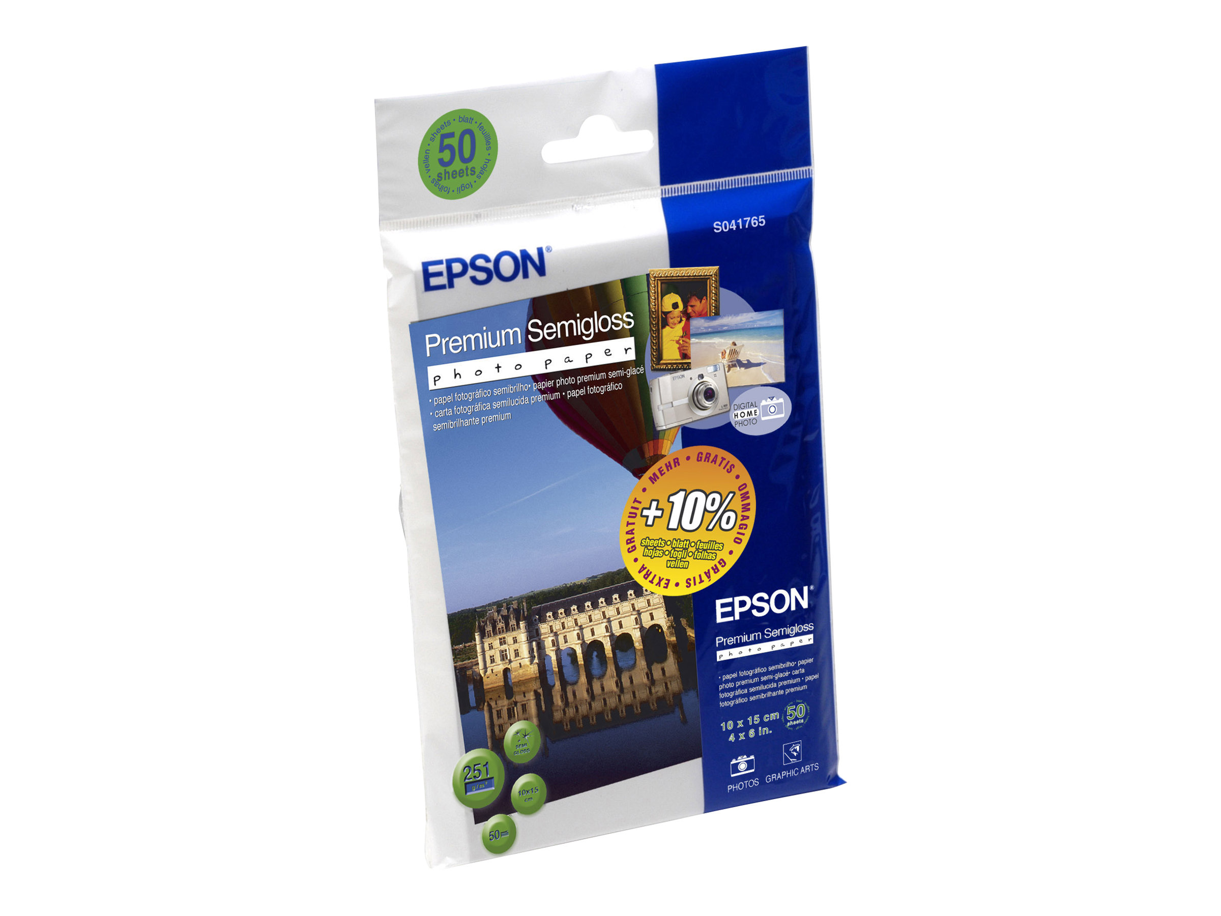 EPSON Fotopapier S041765 10,0 x 15,0 cm seidenmatt 251 gqm 50 Blatt